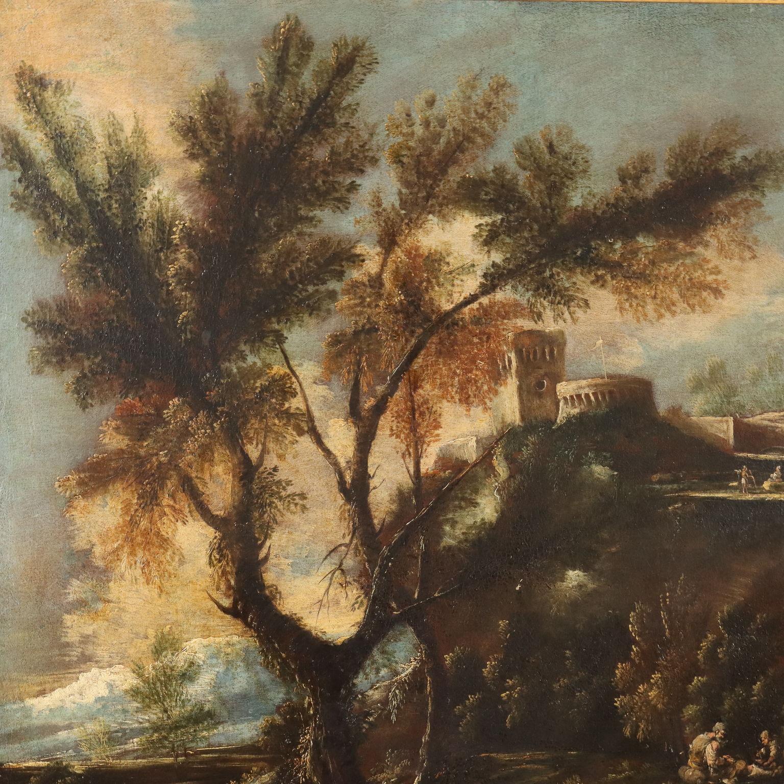 Paesaggio con Figure, 1700s For Sale 2