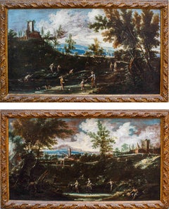 Paire de paysages peints par Antonio Francesco Peruzzini