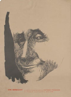1962 After Antonio Frasconi 'On Brecht' Realism Gray, Brown Lithograph