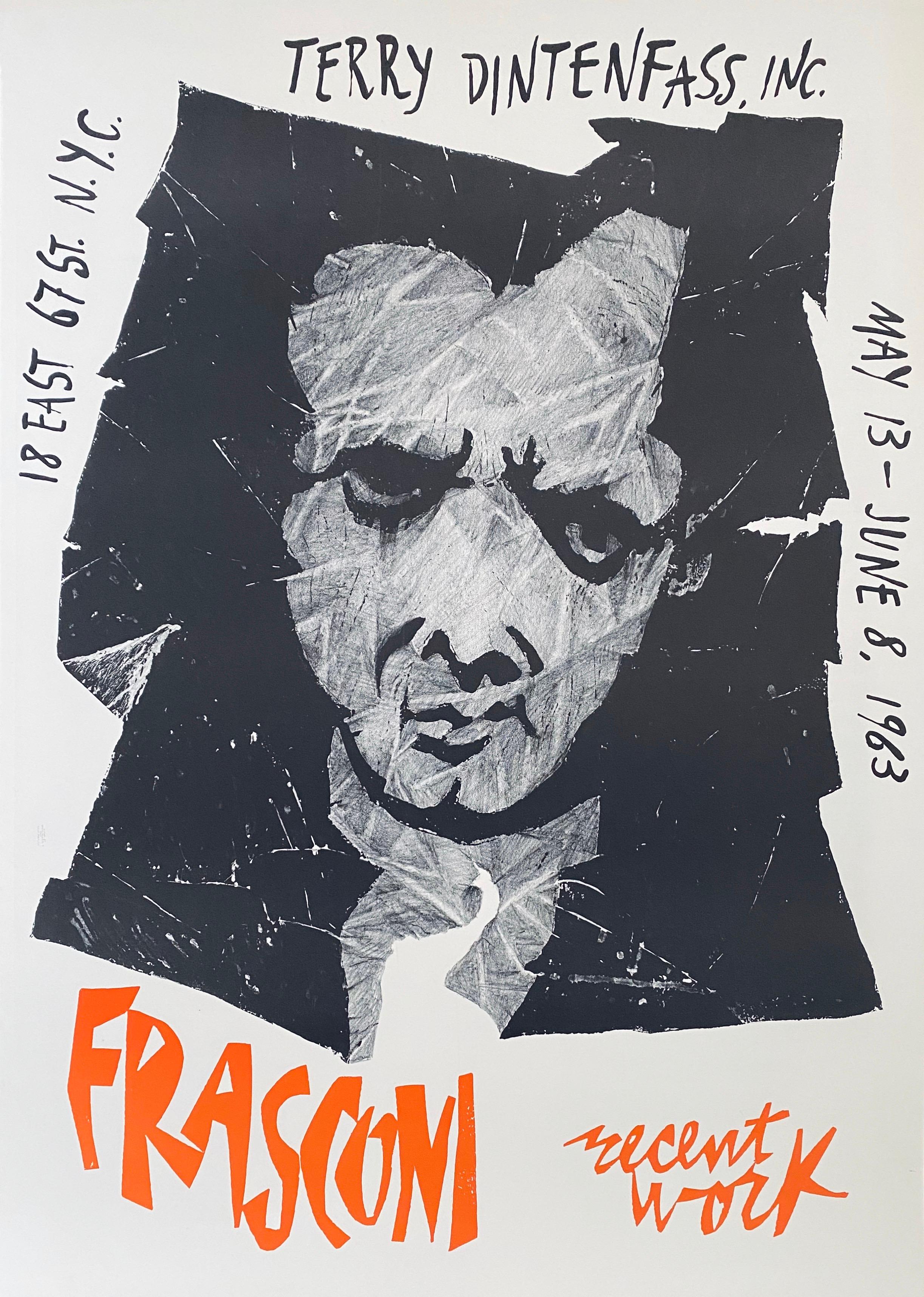 1963 Vintage Lithograph Poster Antonio Frasconi Terry Dintenfass Gallery NYC For Sale 1