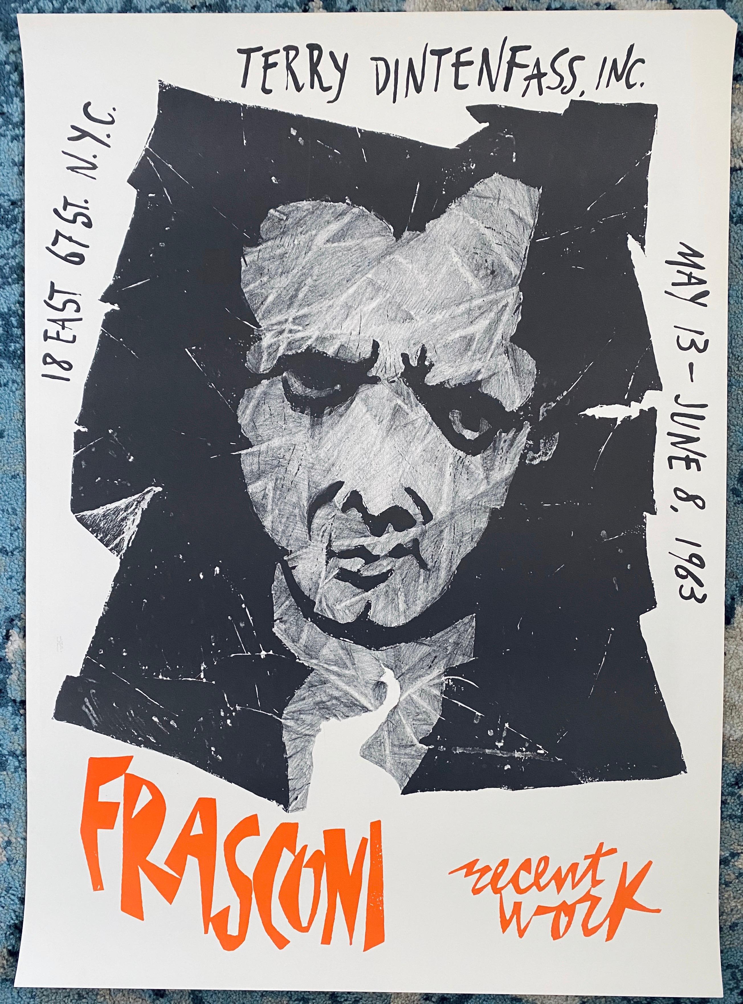 1963 Vintage Lithograph Poster Antonio Frasconi Terry Dintenfass Gallery NYC For Sale 4