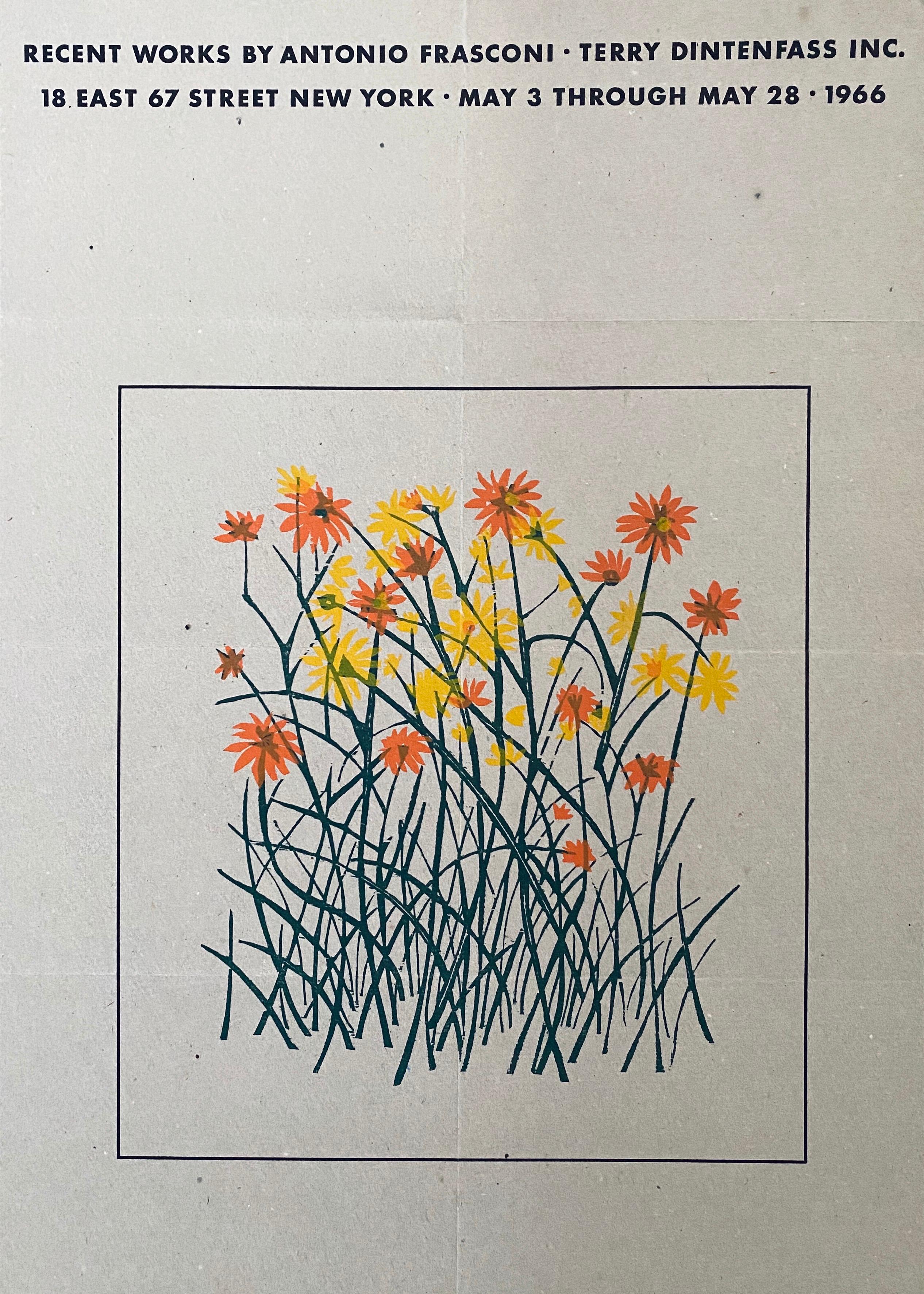 1966 Poster litografico d'epoca Antonio Frasconi Terry Dintenfass Gallery NYC in vendita 1