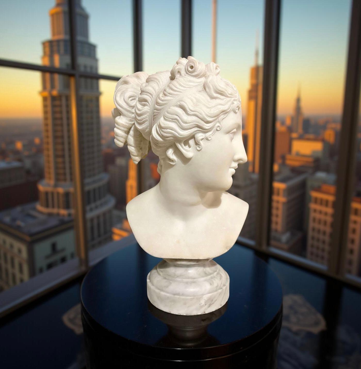 Busto in Marmo Statuario della Venere Italica seconda metà XIX secolo Firmato in vendita 5