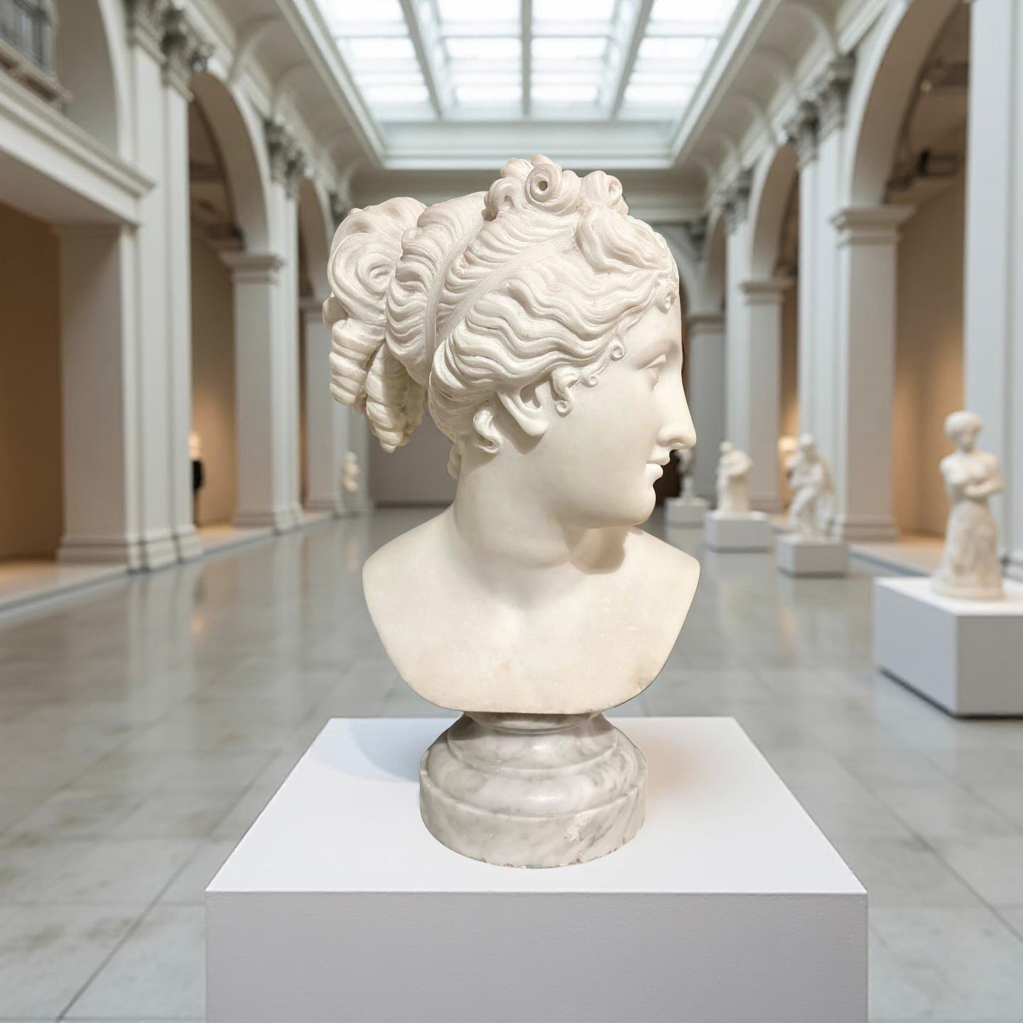 Busto in Marmo Statuario della Venere Italica seconda metà XIX secolo Firmato - Sculpture di Antonio Frilli