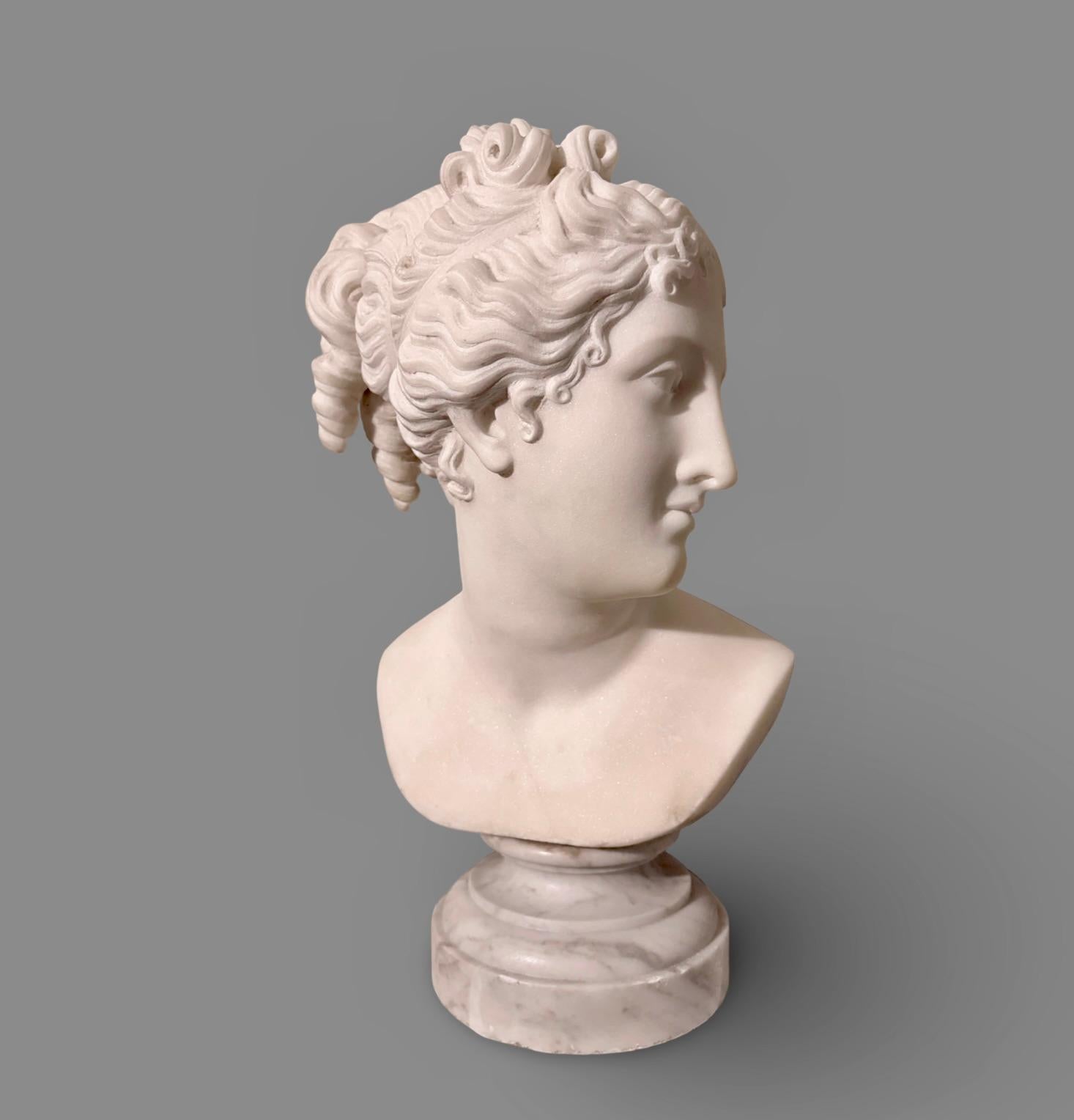 Busto in Marmo Statuario della Venere Italica seconda metà XIX secolo Firmato - Figurative Sculpture Gray di Antonio Frilli