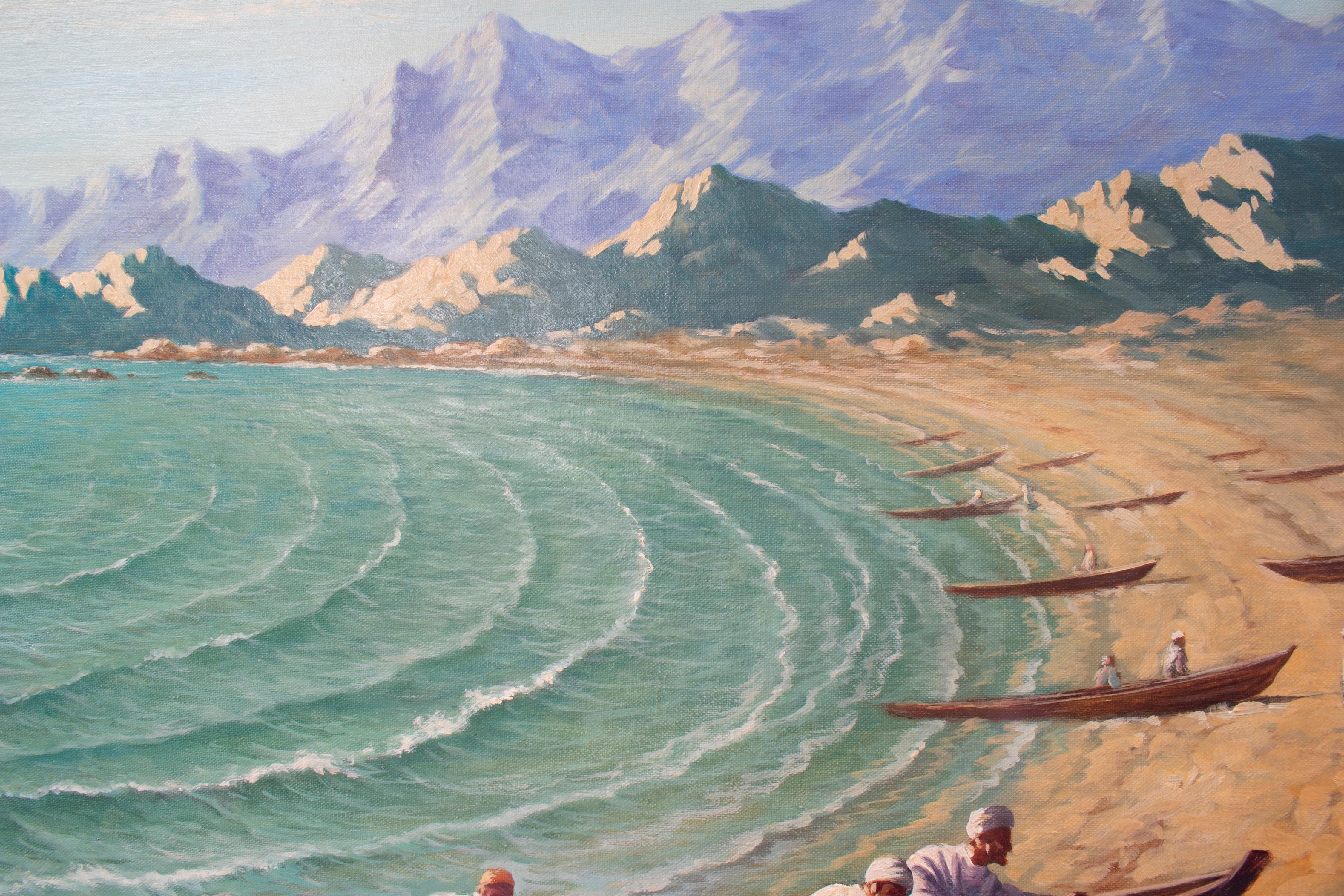 Antonio Fuertes 1986, peinture à l'huile sur toile d'un pêcheur marocain en vente 1