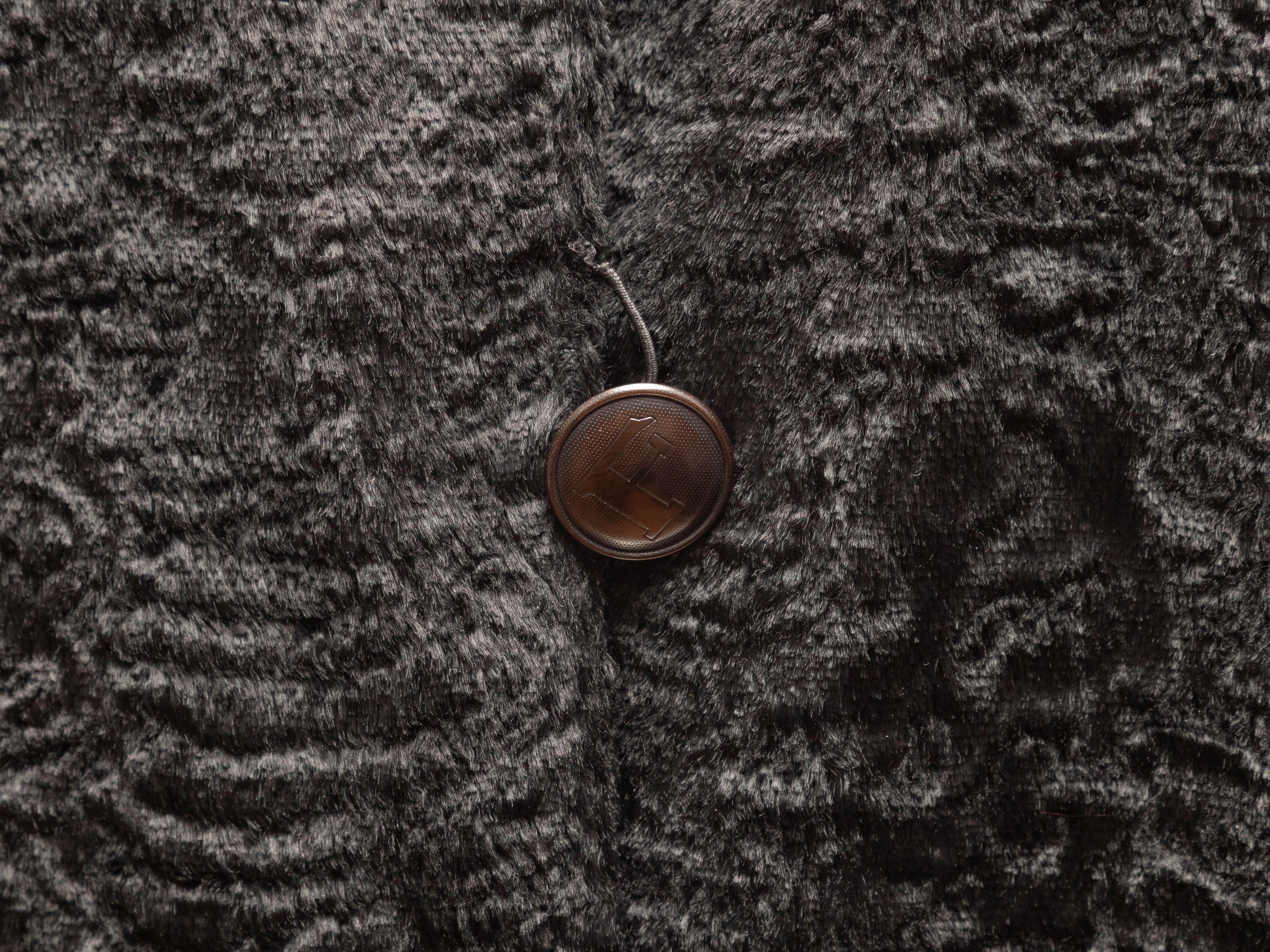 Antonio Fusco Black Long Faux Persian Lamb Coat In Good Condition In New York, NY