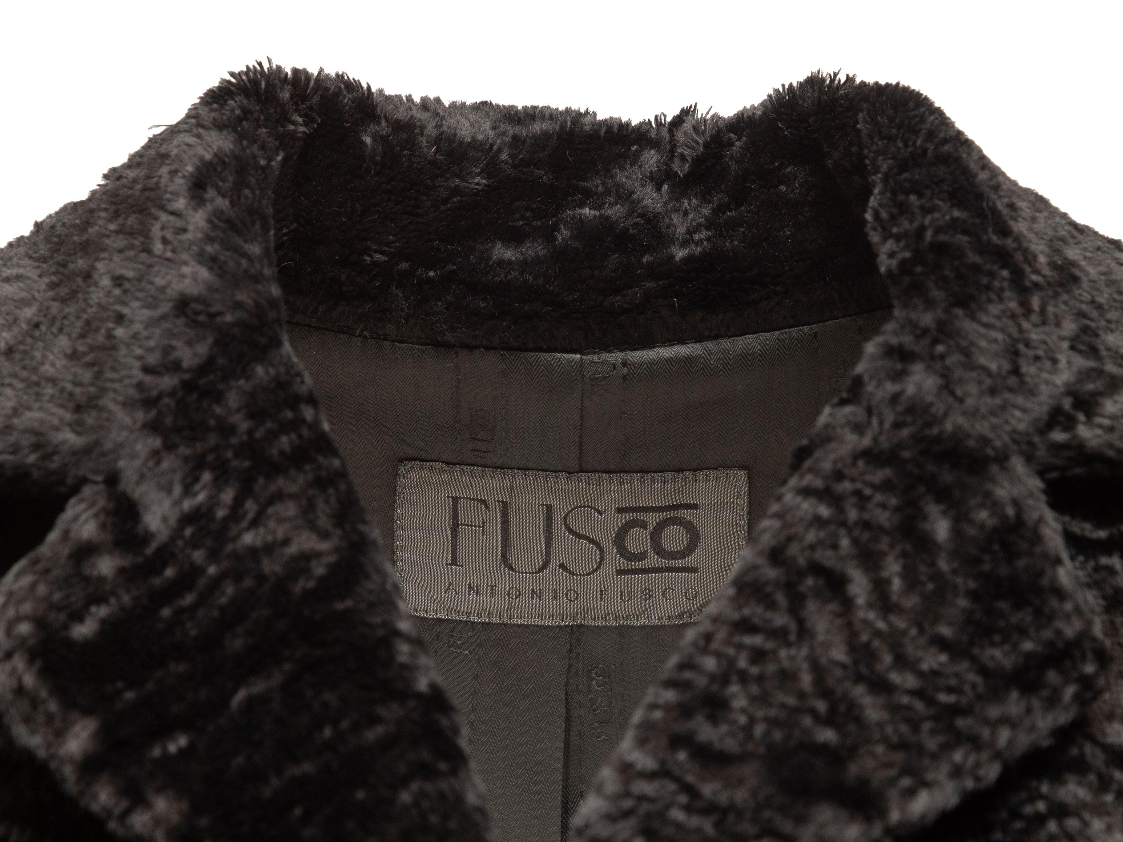 Women's Antonio Fusco Black Long Faux Persian Lamb Coat
