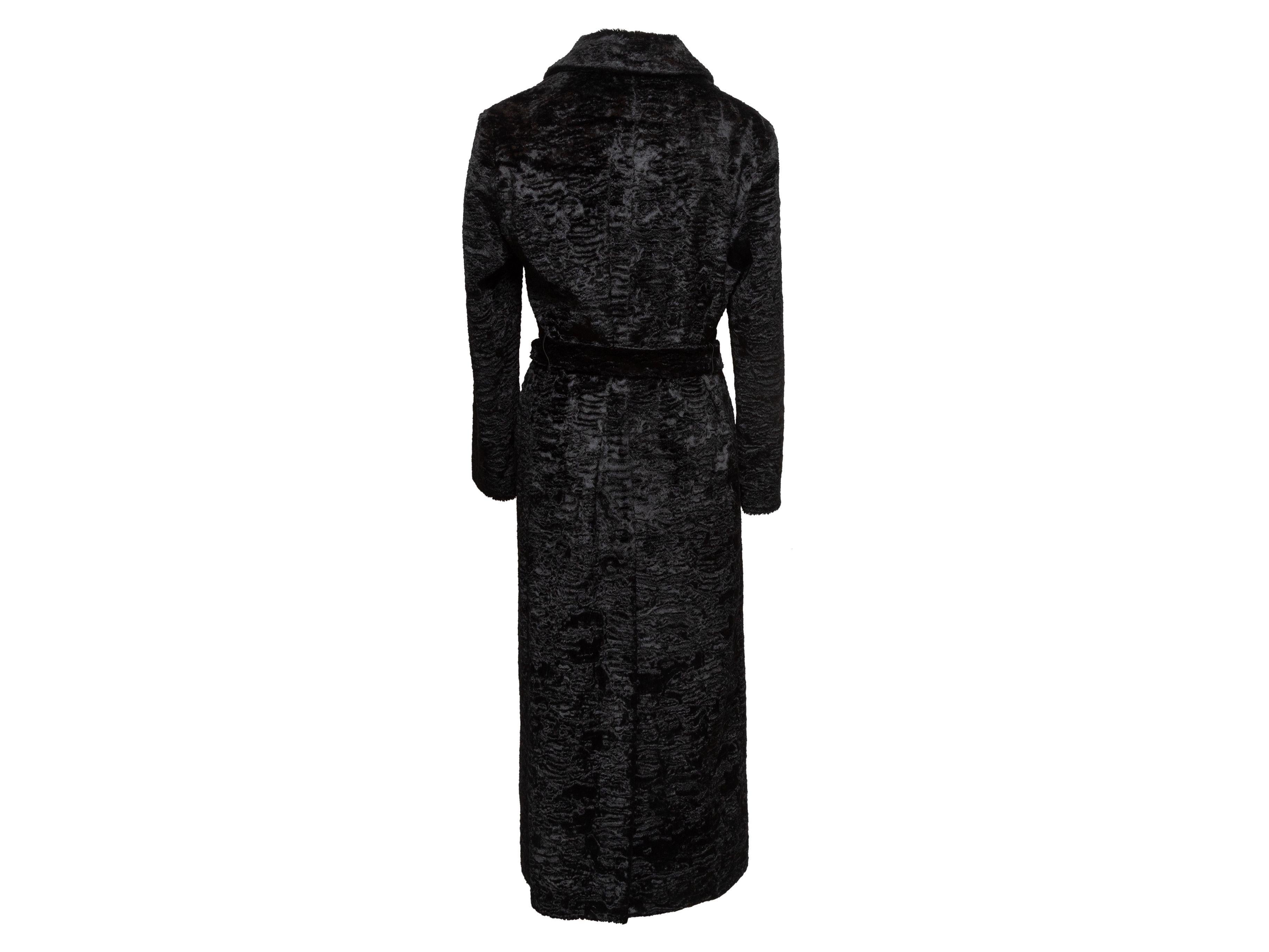 Antonio Fusco Black Long Faux Persian Lamb Coat 3