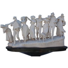 Antonio Garella (italiano, 1863-1919) Escultura de mármol "La fiesta del pueblo"