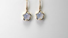 Antonio Gatev 14K Yellow Gold Blue Chalcedony and Diamonds Floral Drop Earrings