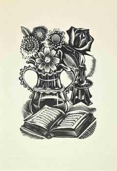 Ex Libris - woodcut by Antonio Gelabert - 1960