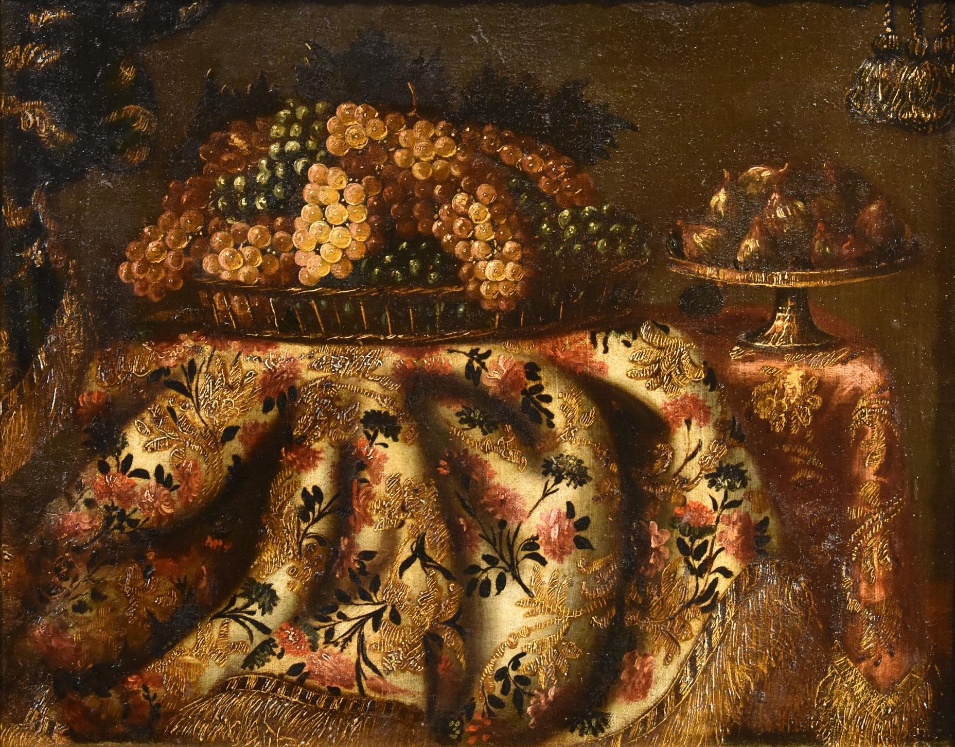 Nature morte au tapis Gianlisi 17/18e siècle Peinture Huile sur toile Ancien maître - Maîtres anciens Painting par Antonio Gianlisi II, known as Il Cremonese (Rizzolo San Giorgio, 1677 - Cremona, 1727)  