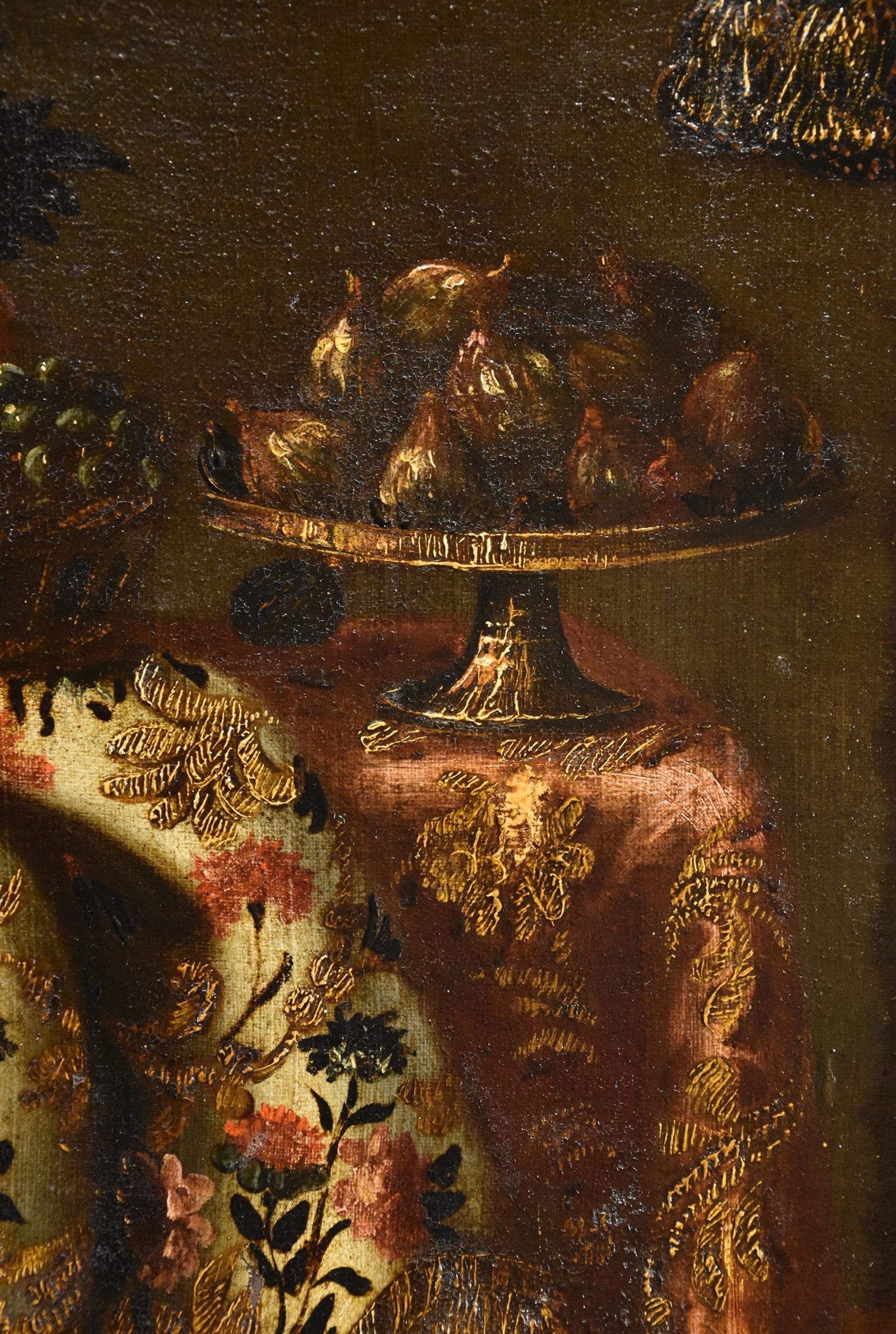 Nature morte au tapis Gianlisi 17/18e siècle Peinture Huile sur toile Ancien maître en vente 2