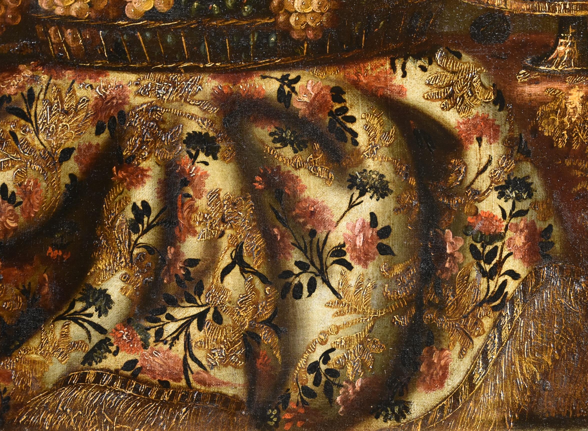 Nature morte au tapis Gianlisi 17/18e siècle Peinture Huile sur toile Ancien maître en vente 4