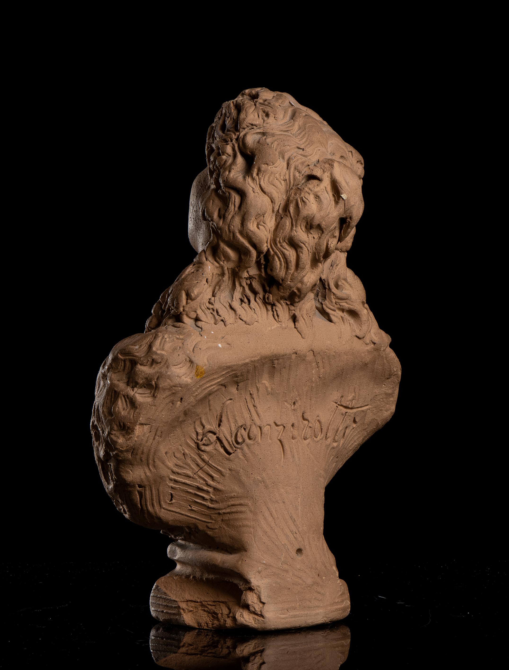 Paar Skulpturenbüsten aus Nymphe und Satyr  Von Lanzirotti Signiert Terrakotta 19.  im Angebot 11