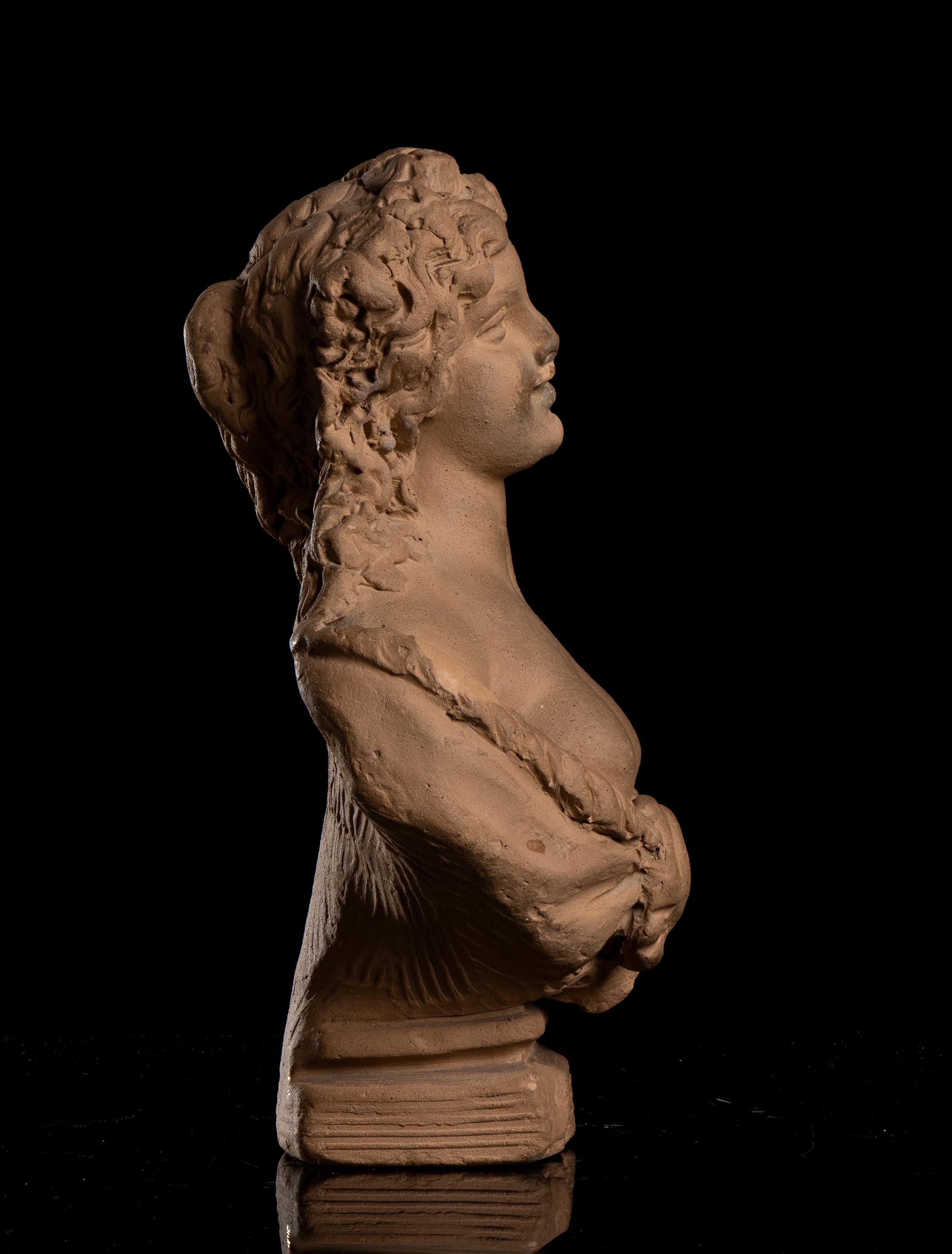 Nymph And Satyr Pair Of Sculptures Busts  By Lanzirotti Signed Terracotta 19th  For Sale 16