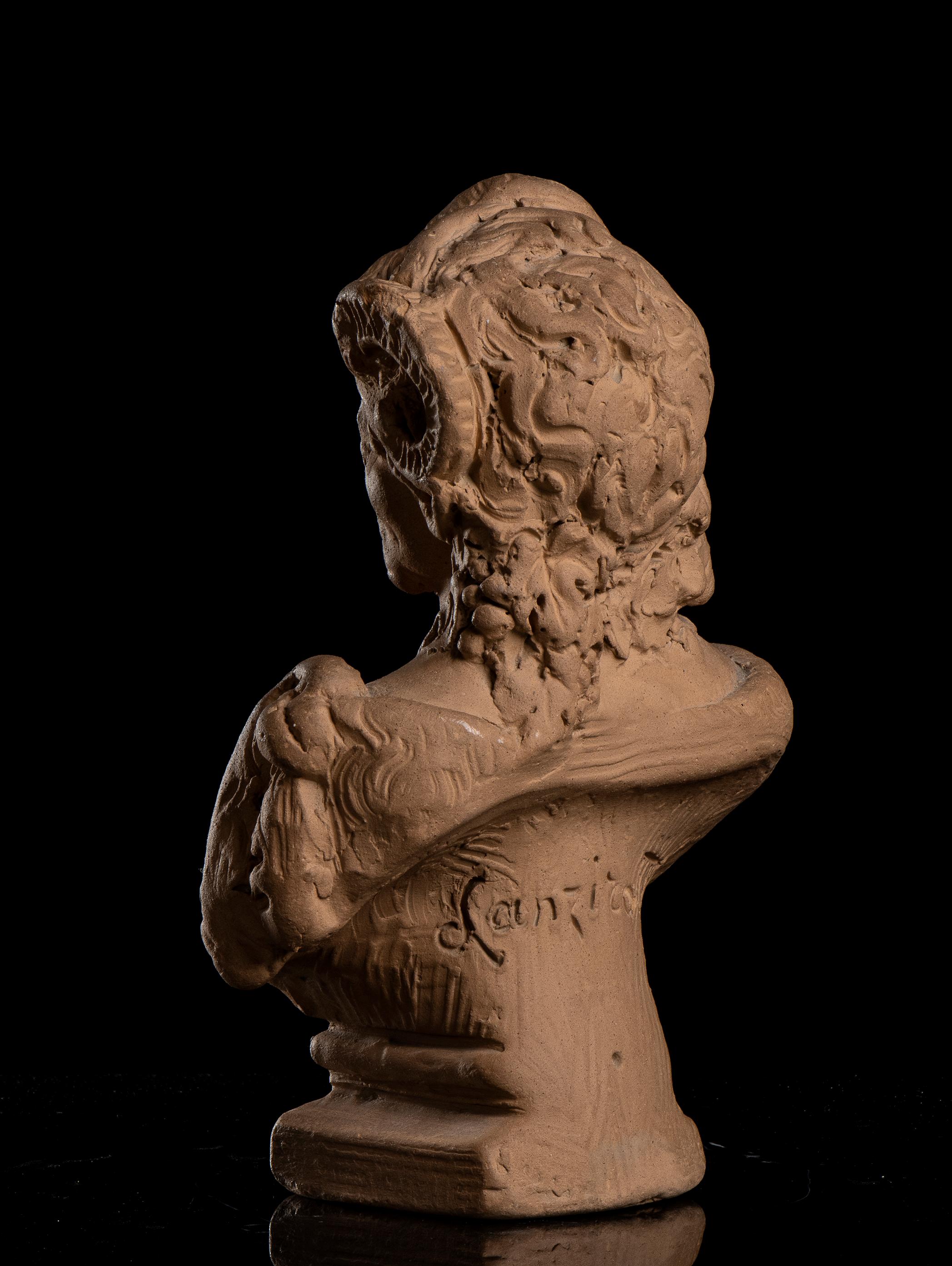 Paire de bustes sculptés Nymphe et Satyre  Par Lanzirotti, signé Terracotta 19th  en vente 2