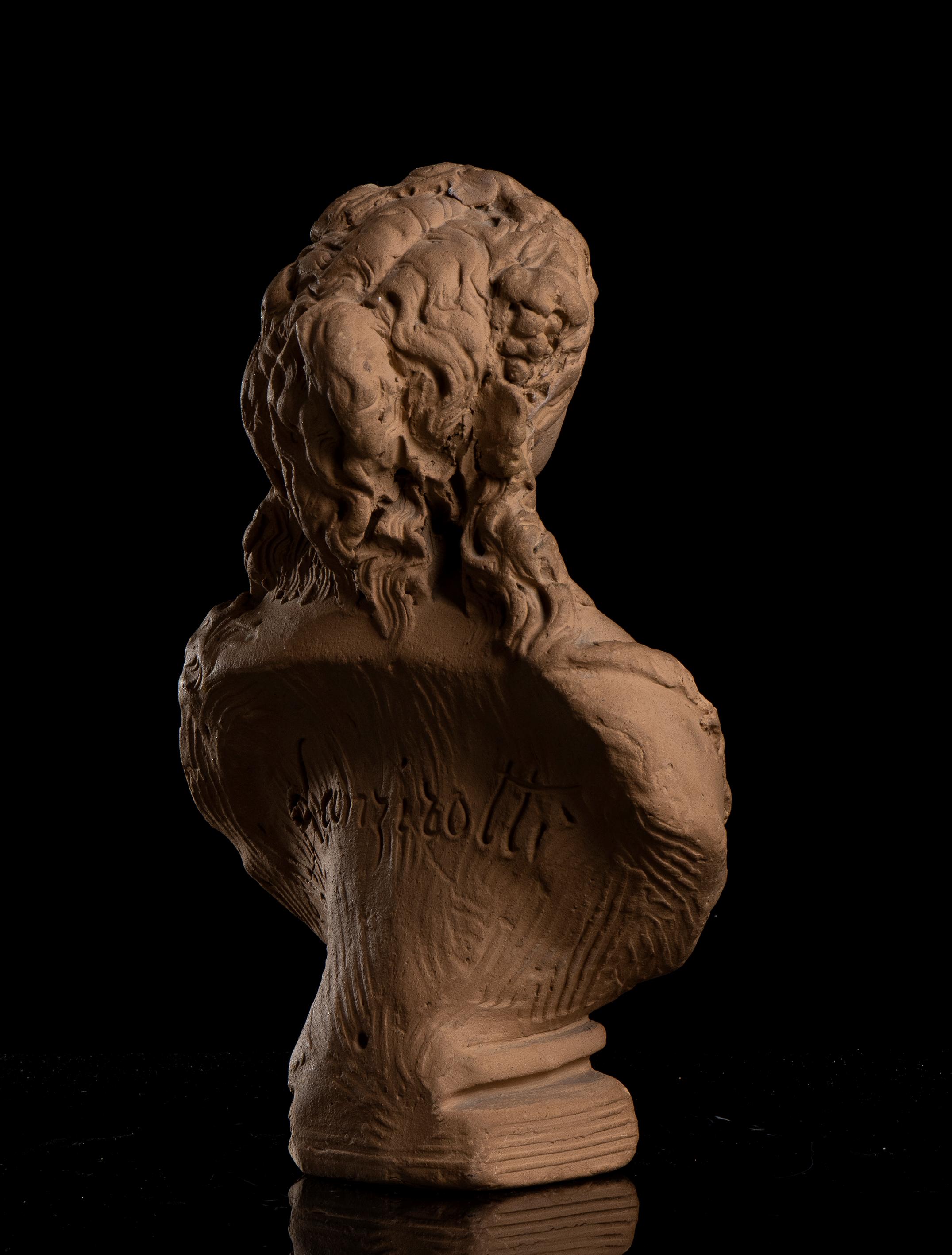 Terracotta Pair of Busts Portrayed Ariadne and a Satyr Signed Lanzirotti 19th For Sale 13