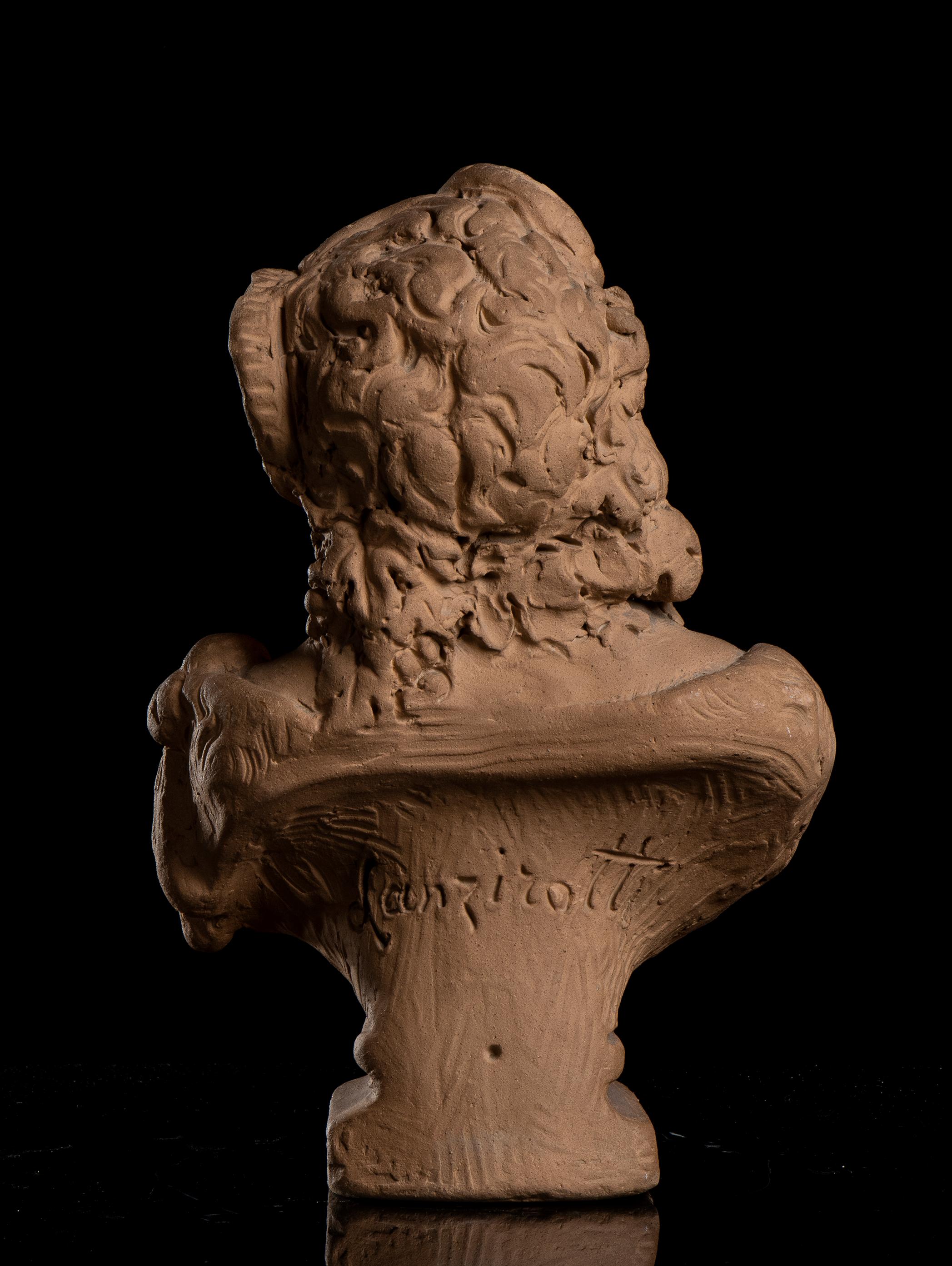 Terracotta Pair of Busts Portrayed Ariadne and a Satyr Signed Lanzirotti 19th For Sale 3
