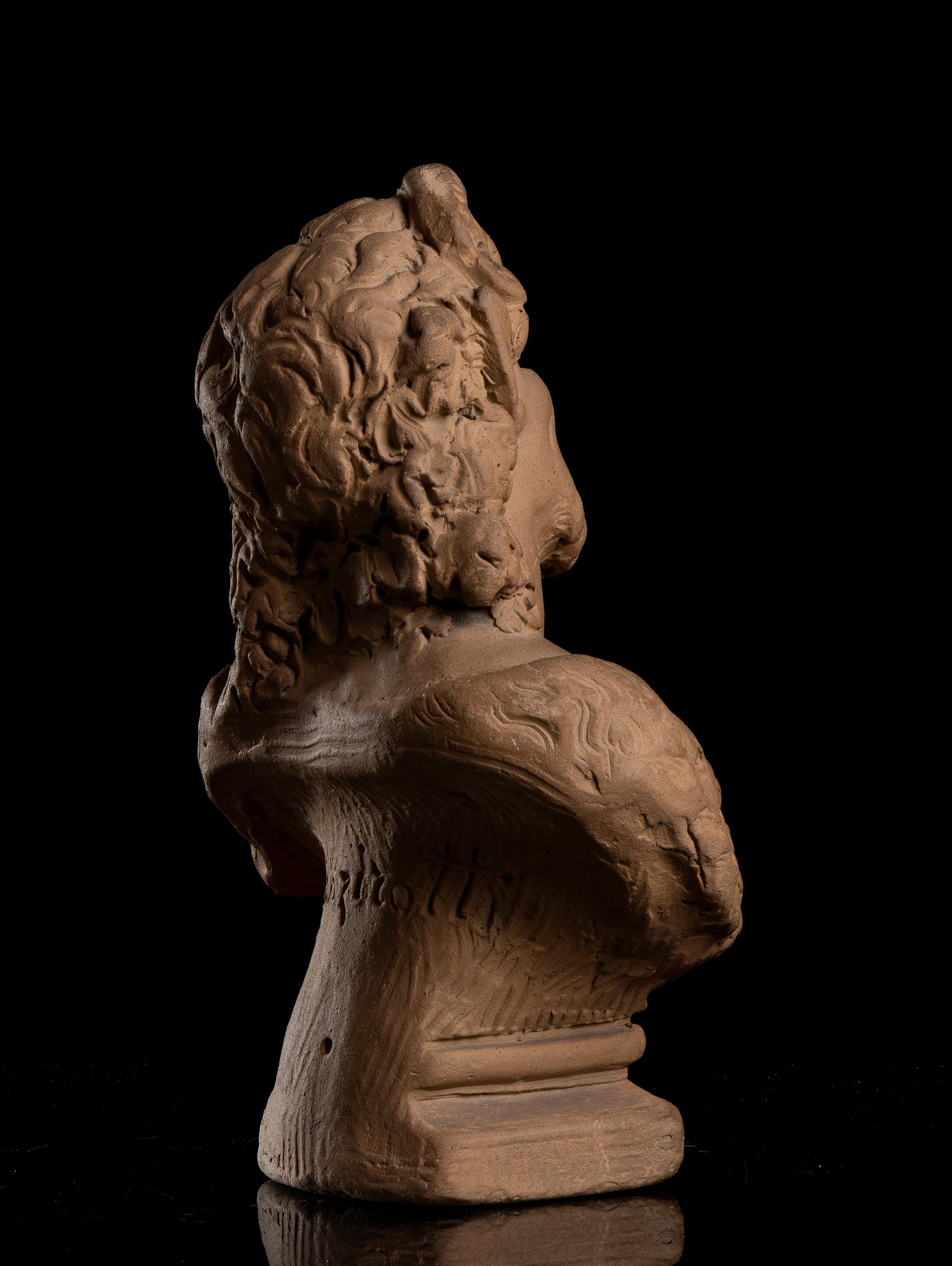 Terracotta Pair of Busts Portrayed Ariadne and a Satyr Signed Lanzirotti 19th For Sale 4