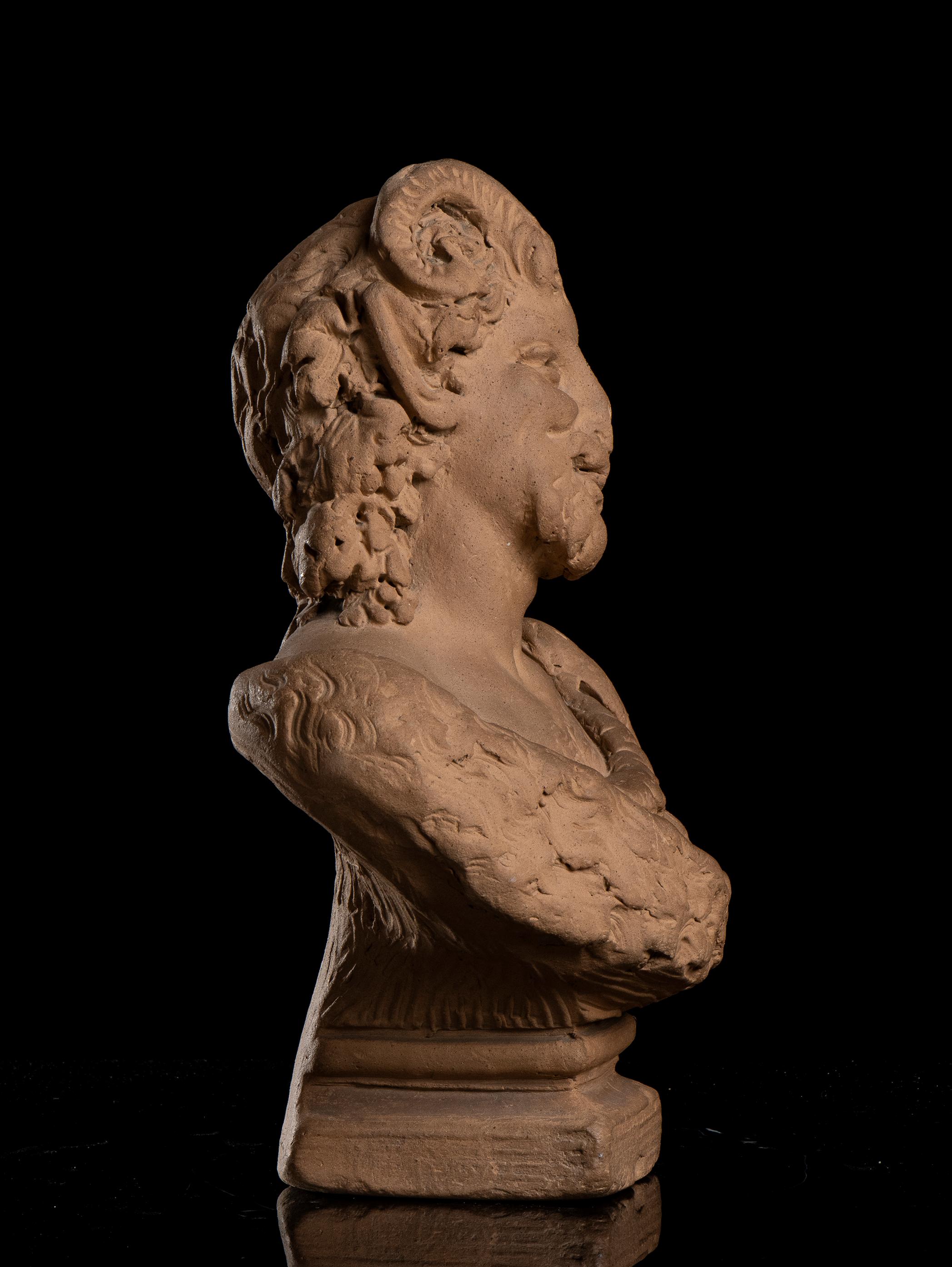Terracotta Pair of Busts Portrayed Ariadne and a Satyr Signed Lanzirotti 19th For Sale 5