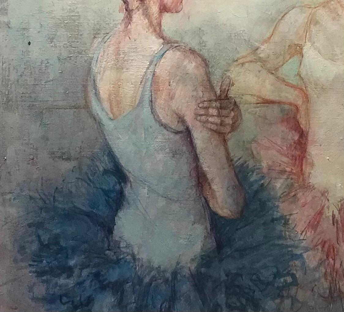 Dancers leaning on the barre by Antonio Gonzalez Collado - Oil on canvas For Sale 3