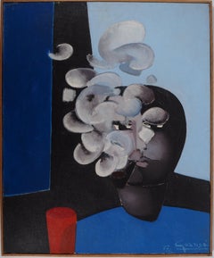 Fumatore di pipa surrealista - Olio originale su tela, FIRMATO