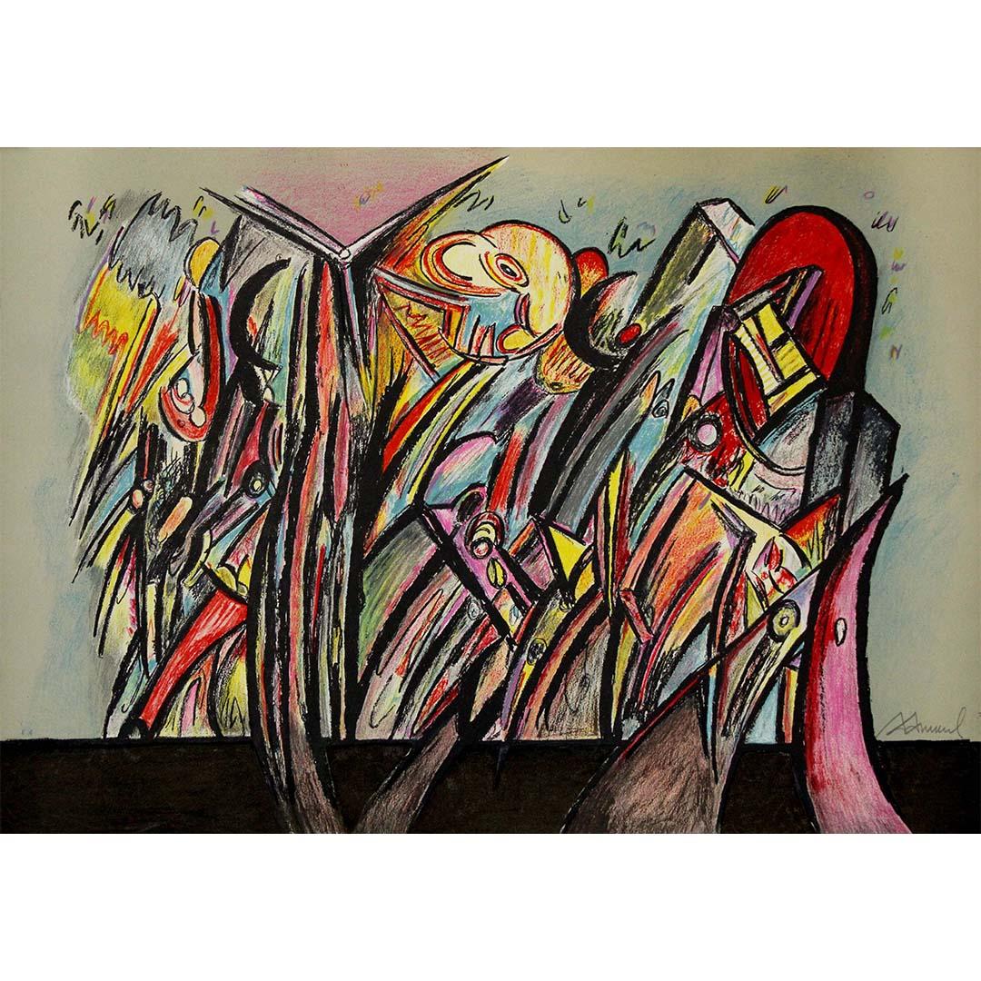 Die Serigrafie von Antonio Henrique Amaral aus dem Jahr 1987 mit dem Titel "Komposition" bietet einen fesselnden Einblick in die einzigartige kreative Vision und technische Meisterschaft des Künstlers. Markiert als E.A. (Épreuve d'Artiste) und vom