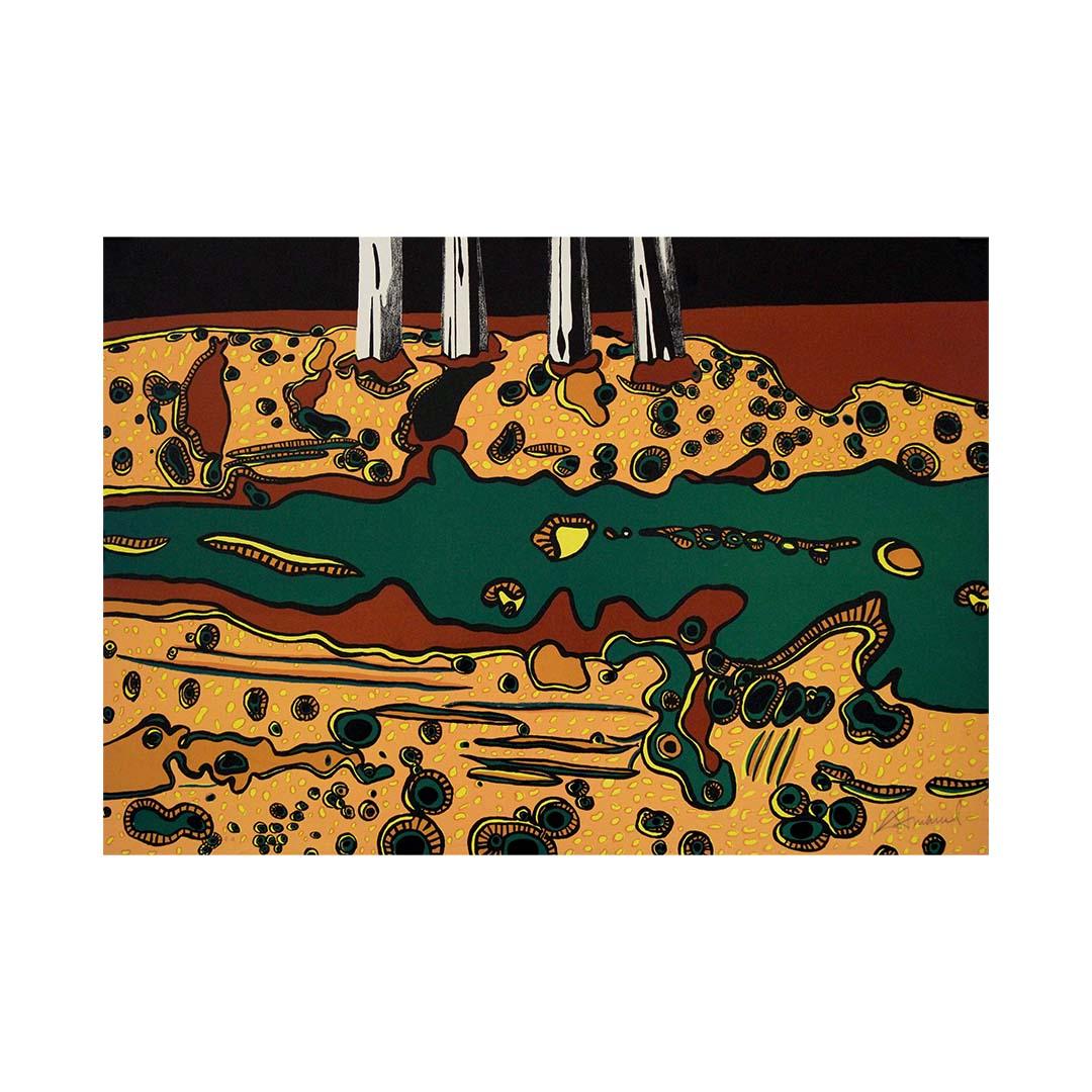1987 serigraphy by Antonio Henrique Amaral La Fourchette For Sale 3