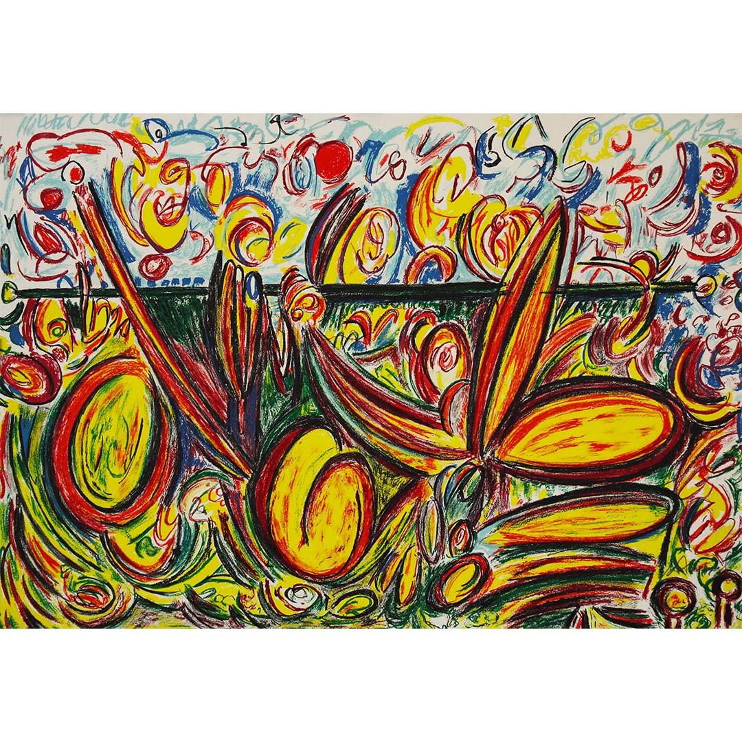 La serigrafía de 1987 de Antonio Henrique Amaral, titulada "Les Fleurs", es un cautivador testimonio del estilo distintivo y la exploración temática del artista. Marcado como E.A. (Épreuve d'Artiste) y firmada por el artista a lápiz, esta pieza