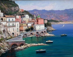 Oil Painting 'Amalfi Coast, Atrani' by Antonio Iannicelli