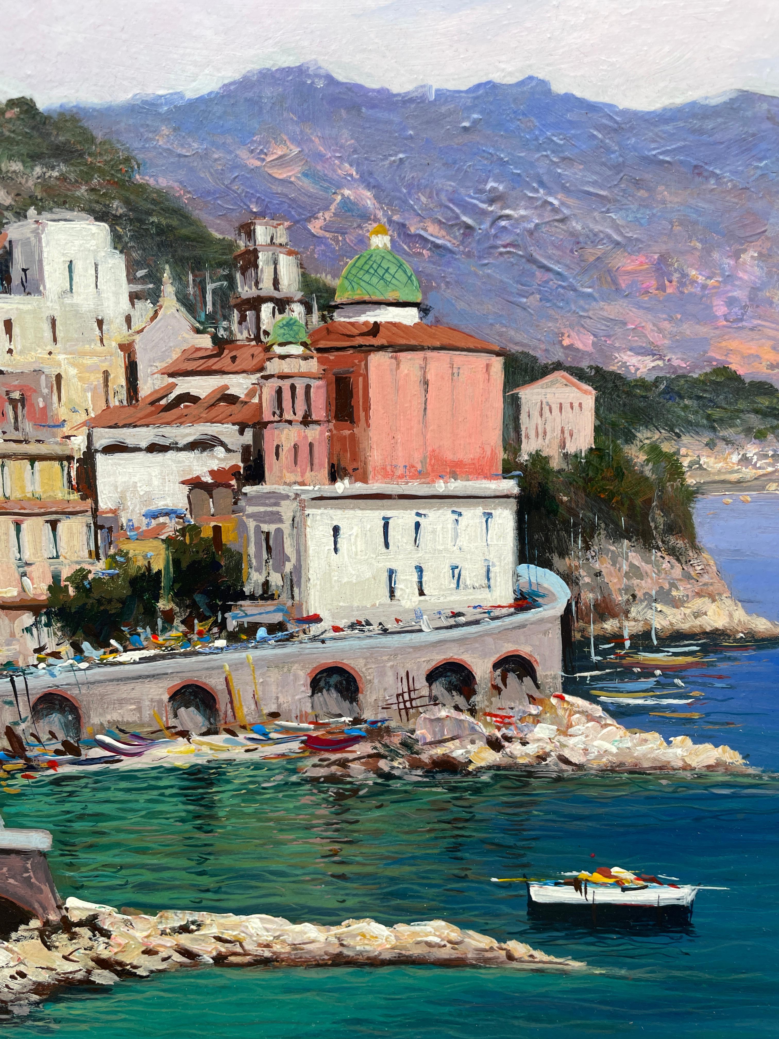 Pintura al óleo 'Costa Amalfitana, Atrani' de Antonio Iannicelli - Painting Realista de Antonio Ianicelli