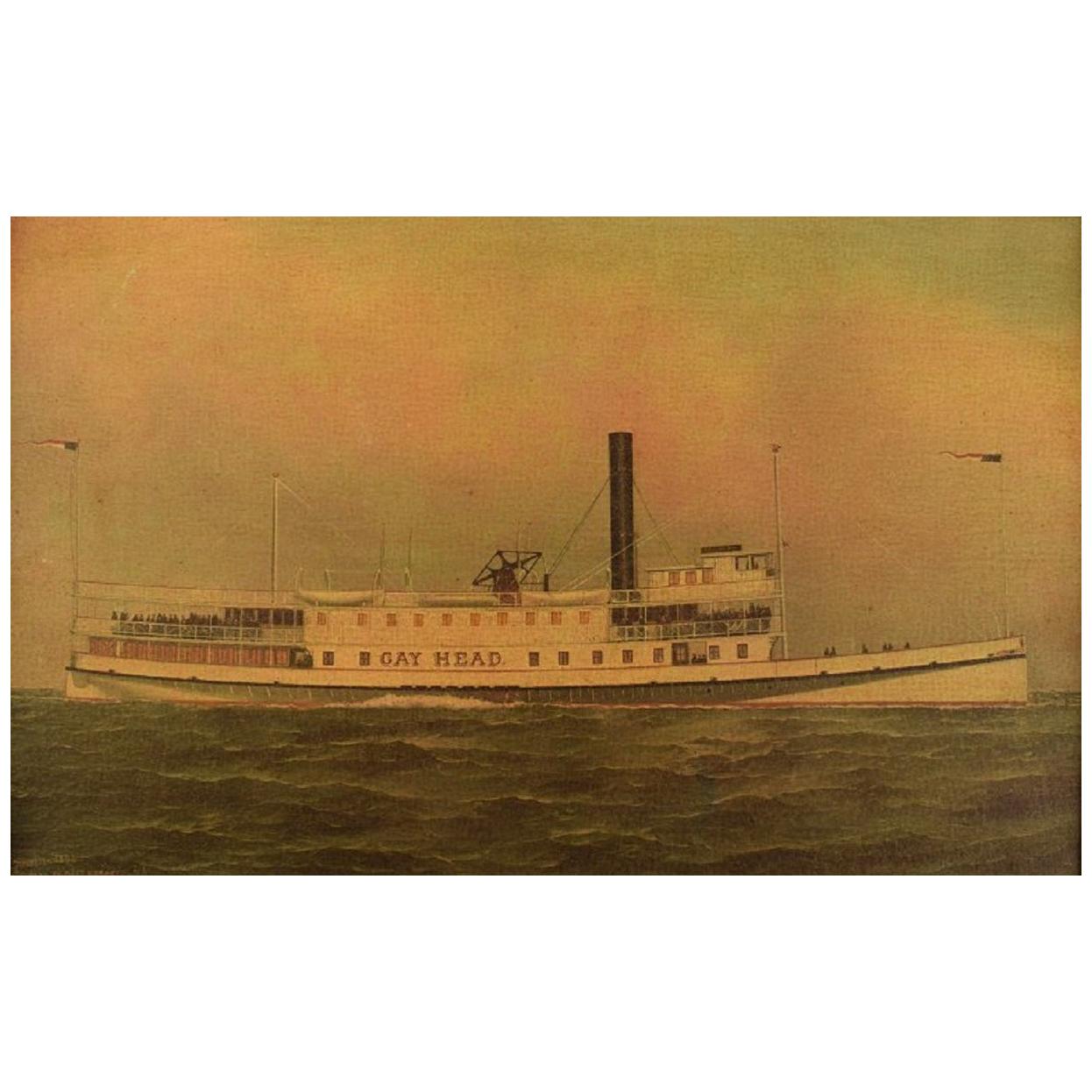 Antonio Jacobsen Facsimile on Canvas, Ship Portrait, Early 20th C