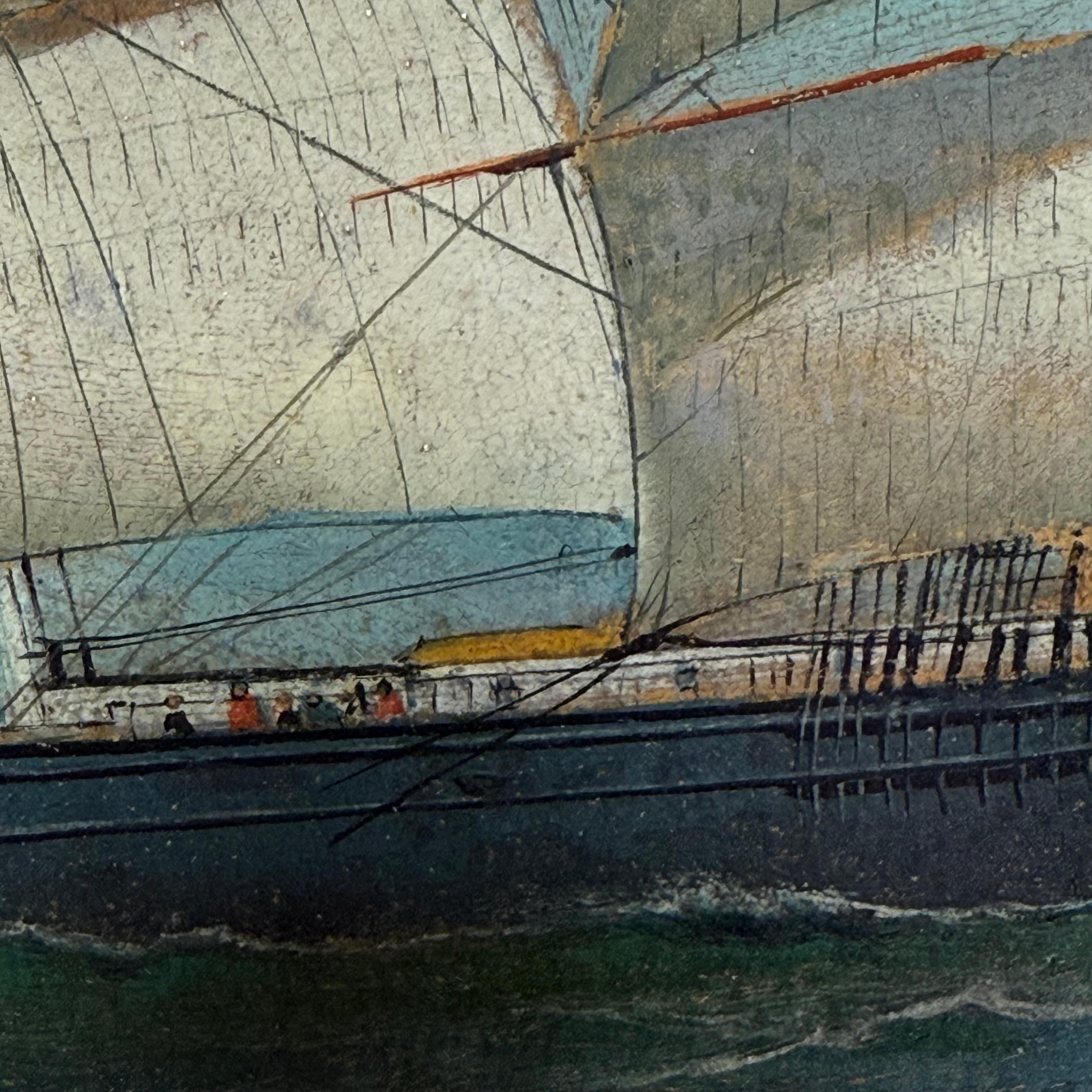 American Clipper Ship at Sea by Antonio Jacobsen, Signed and Dated 1917 For Sale 9
