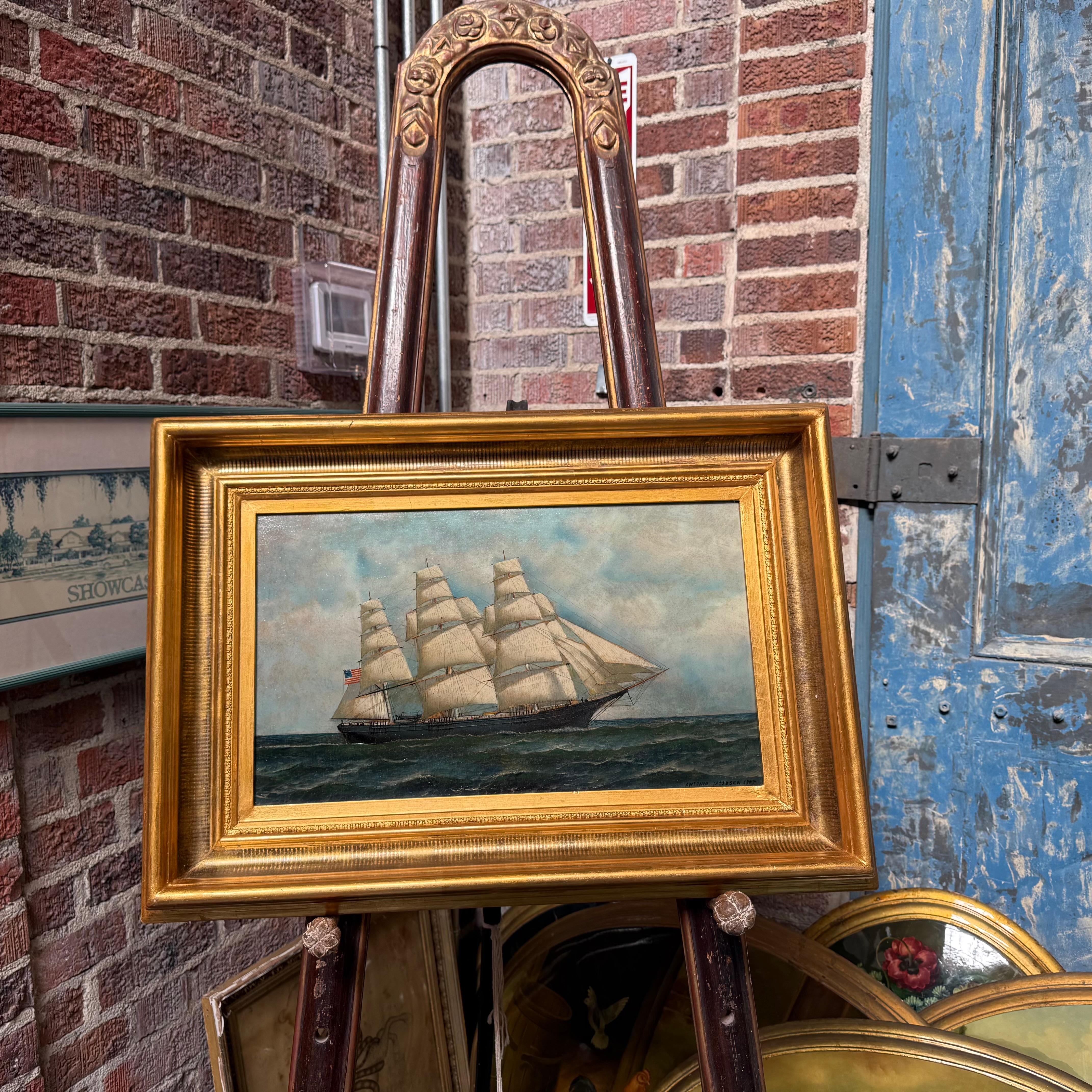 American Clipper Ship at Sea by Antonio Jacobsen, Signed and Dated 1917 For Sale 10