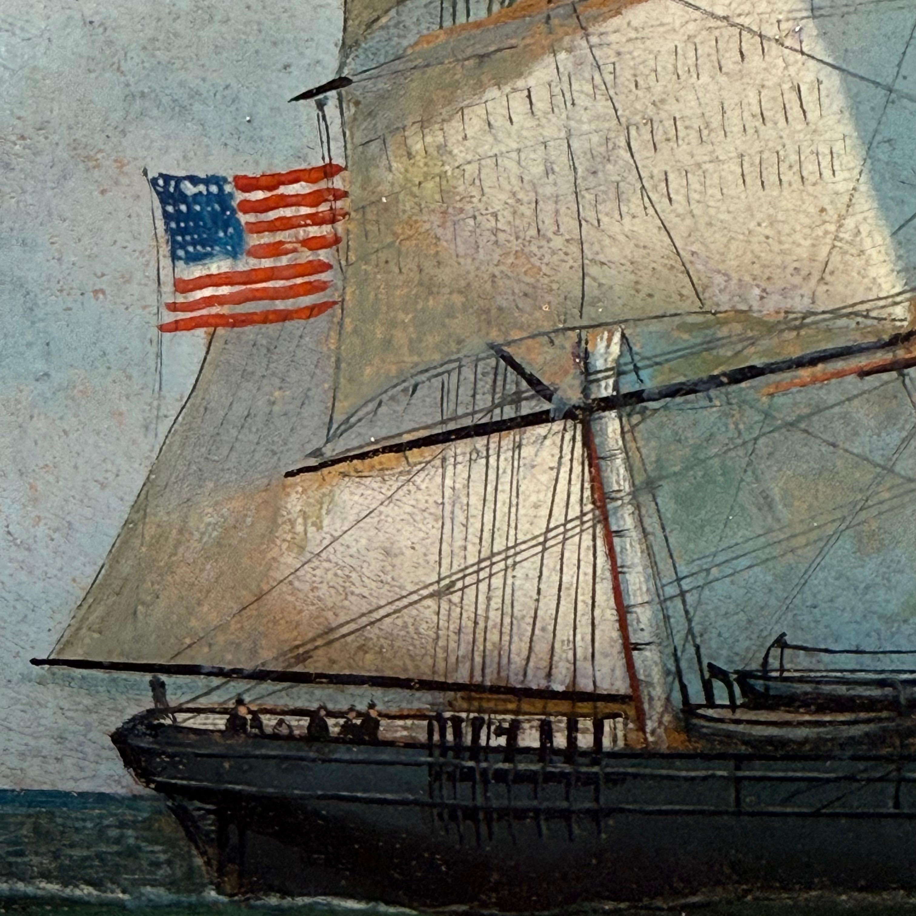 American Clipper Ship at Sea by Antonio Jacobsen, Signed and Dated 1917 For Sale 7