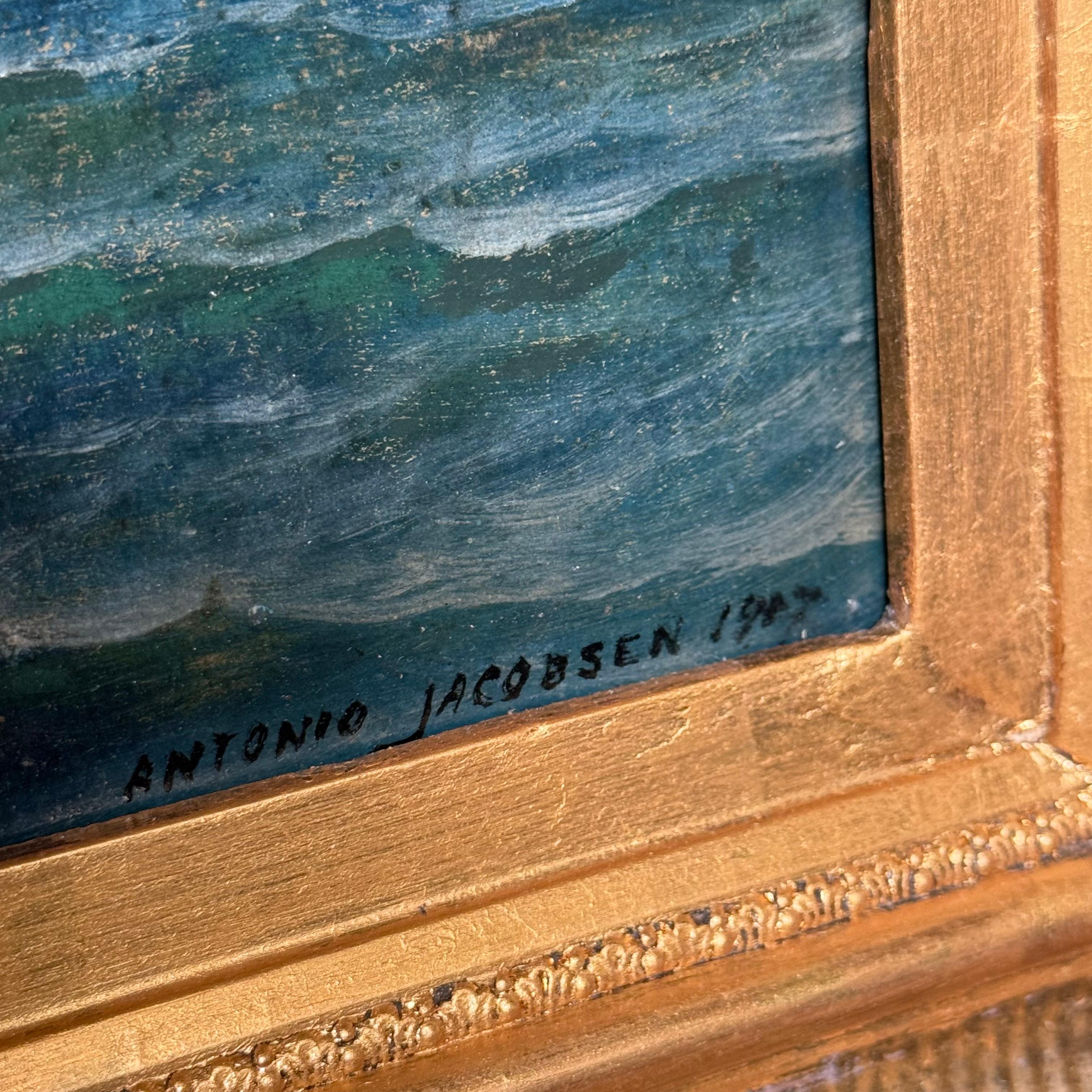 American Clipper Ship at Sea by Antonio Jacobsen, Signed and Dated 1917 For Sale 8
