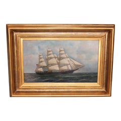 American Clipper Ship at Sea by Antonio Jacobsen, Signed and Dated 1917