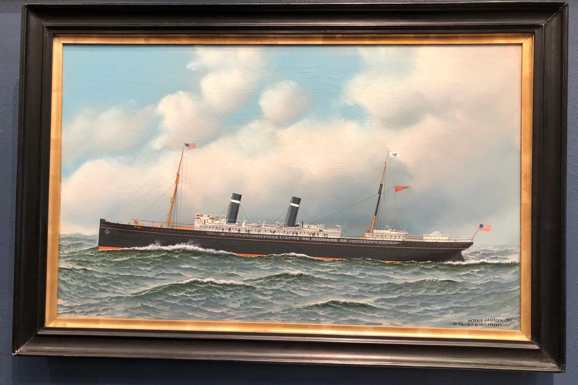 American Line Steamship St. Paul - Painting by Antonio Jacobsen