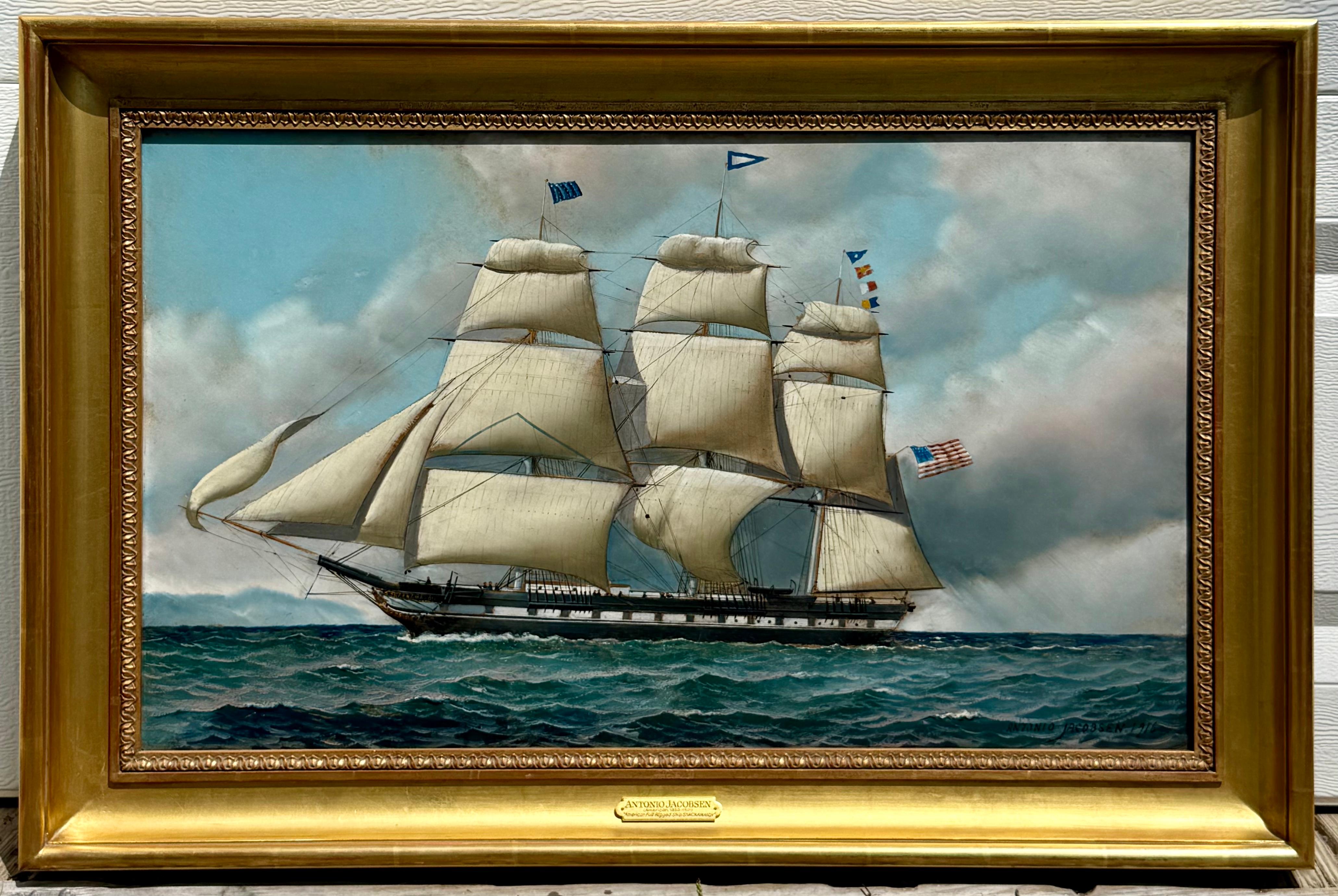 An American Clipper Ship - Painting by Antonio Jacobsen