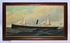Antique Southern Nautical Seascape Oil Painting, "Creole" by Antonio Jacobsen