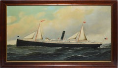 Antique Southern Nautical Seascape Oil Painting, "Creole" by Antonio Jacobsen