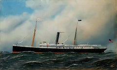 Aransas Steam Liner:: nautisches Gemälde:: signiert von Antonio Jacobsen und datiert 1905