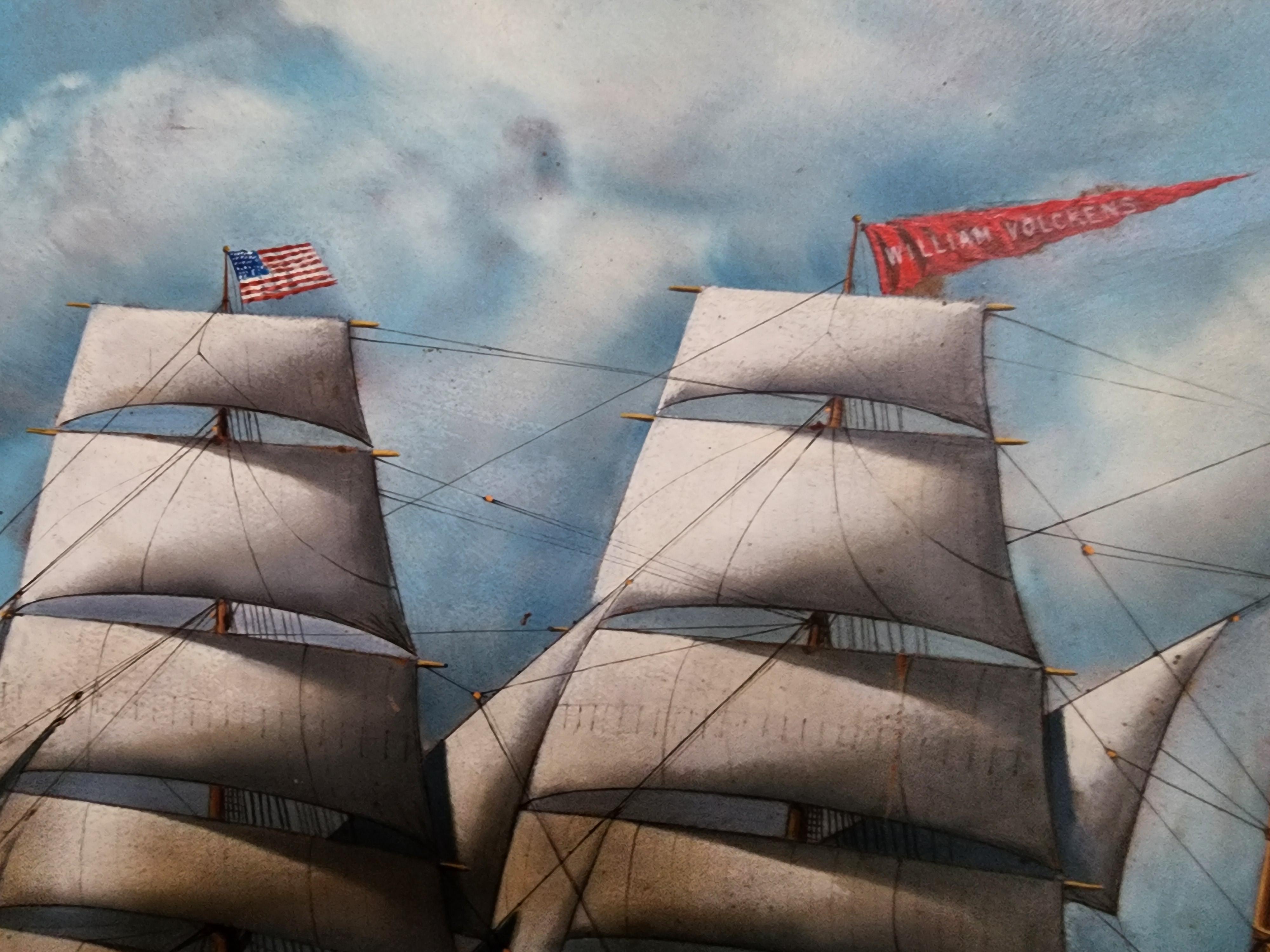 The Clipper William Volckens - American Realist Painting by Antonio Jacobsen