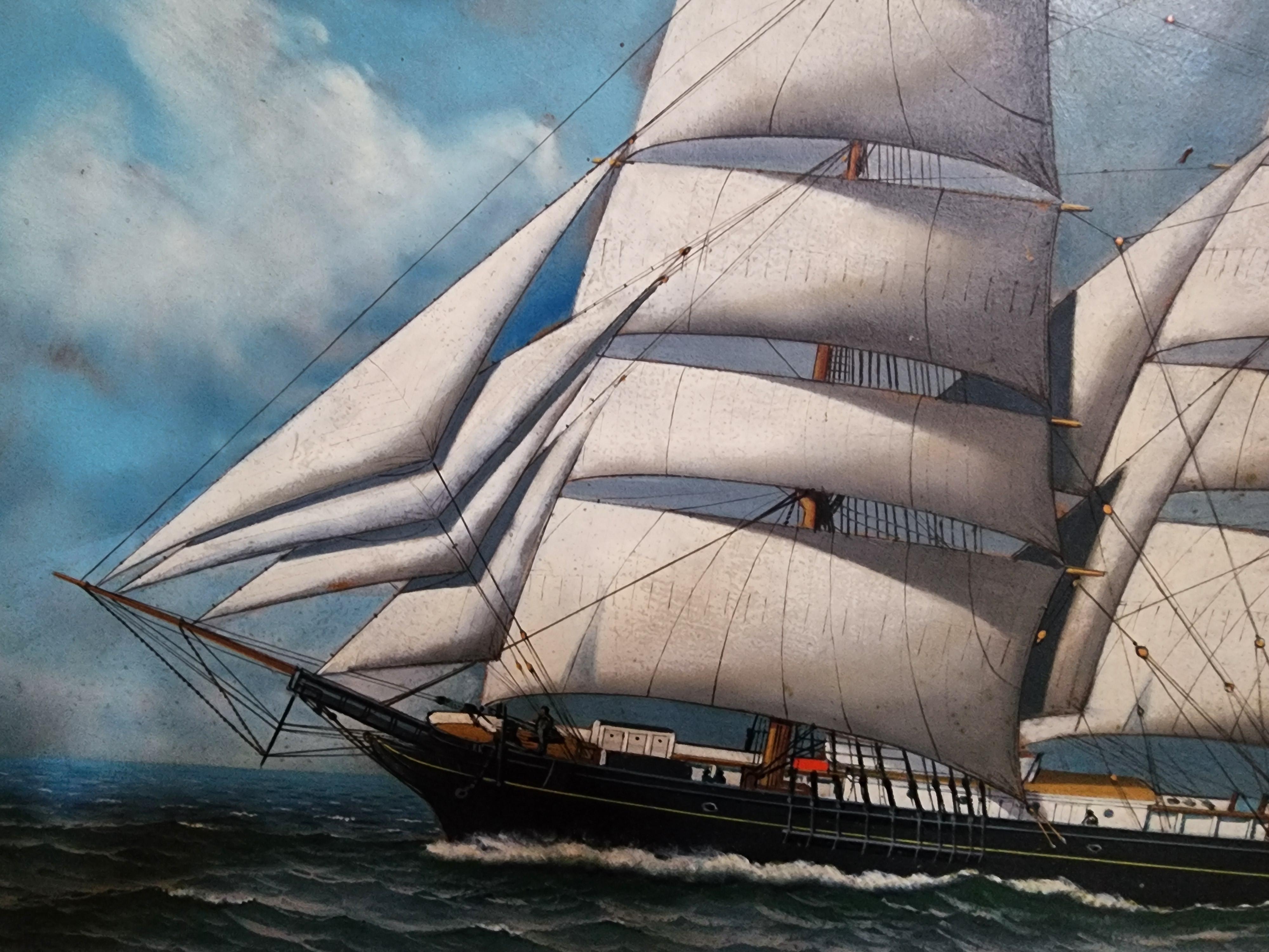 The ship William Volckens by the maritime painter Antonio Jacobsen.
Signed and dated lower right 