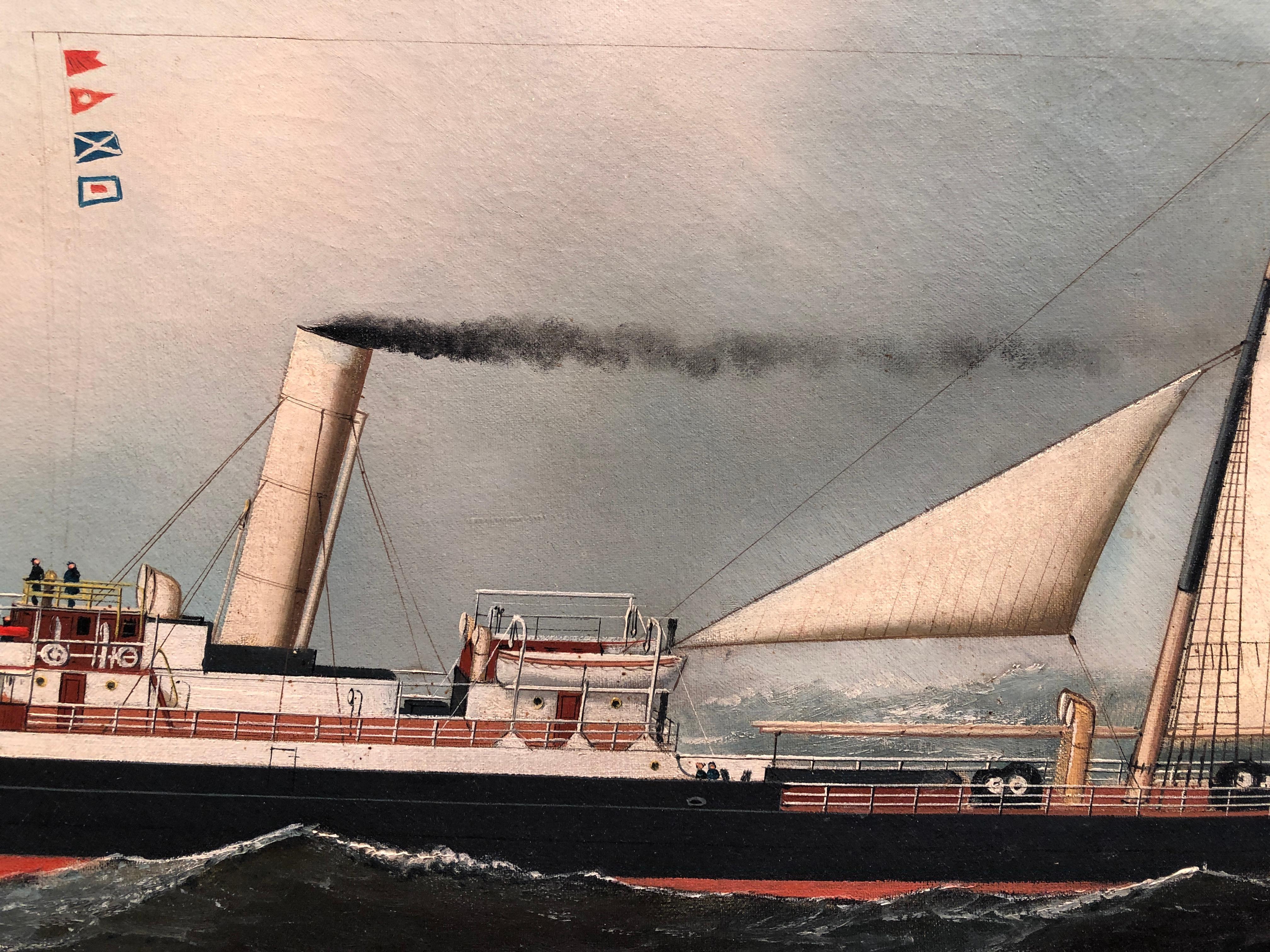 Transitional Steamship Anapa	 - Realist Painting by Antonio Jacobsen