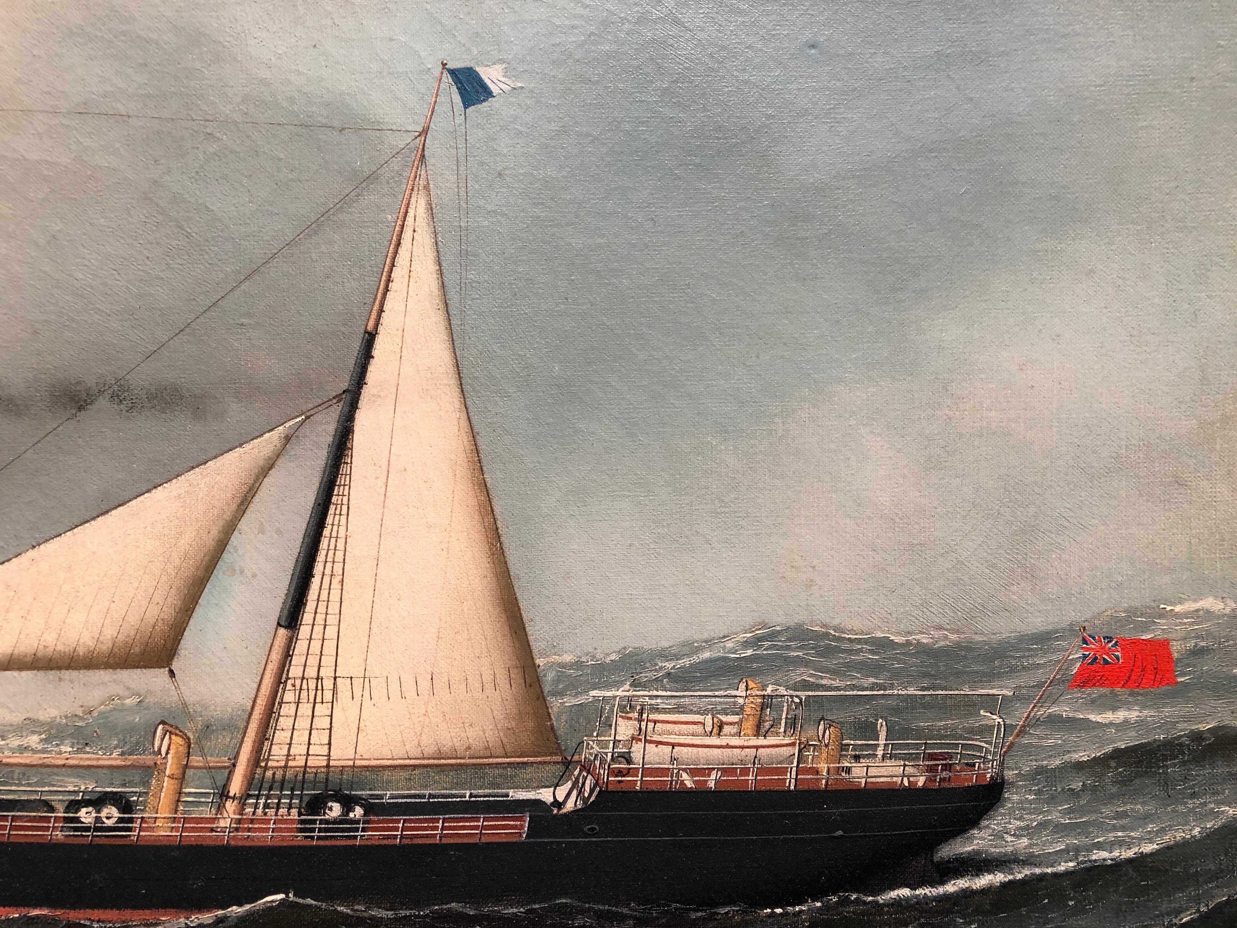 Transitional Steamship Anapa	 - Gray Landscape Painting by Antonio Jacobsen