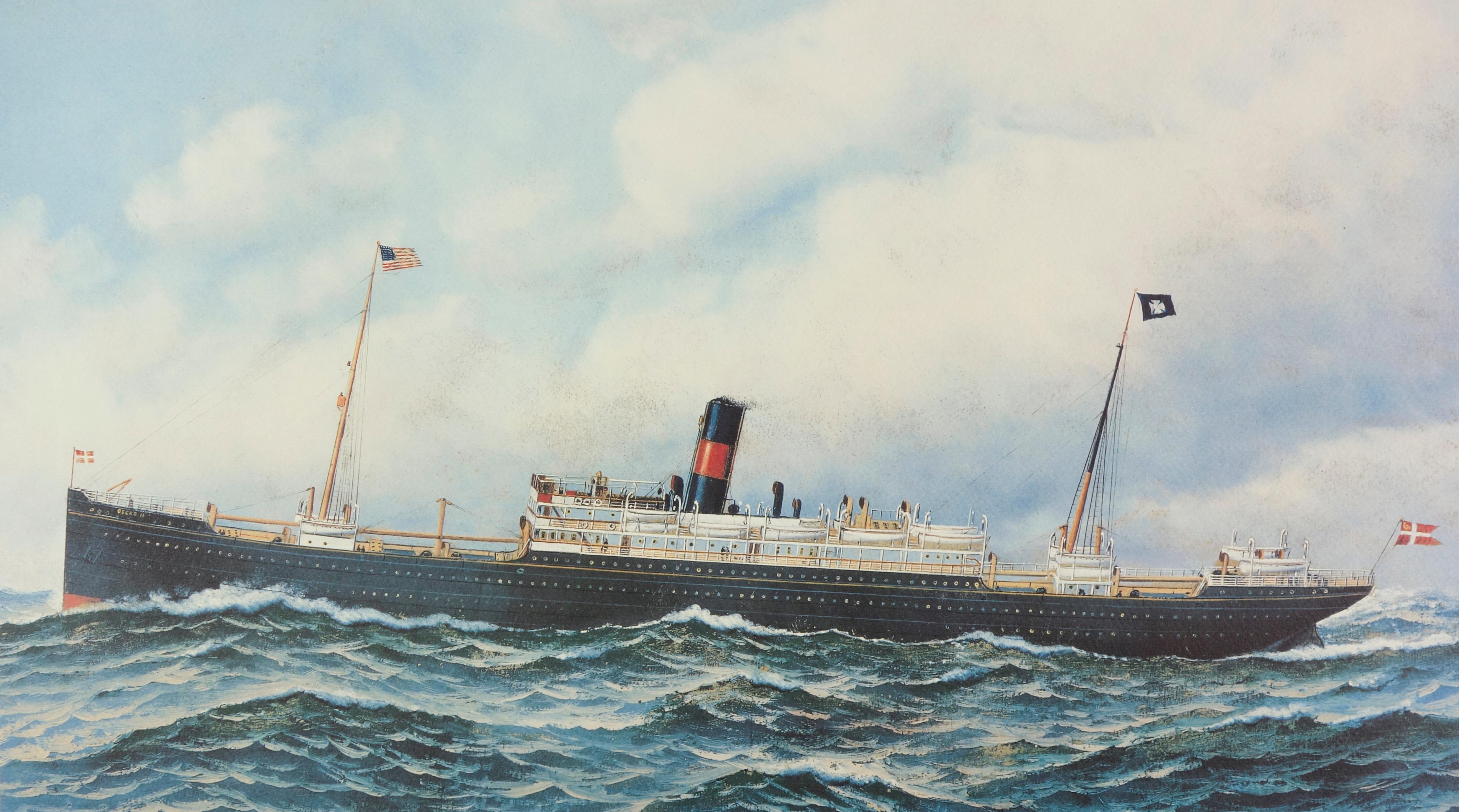 The Steamship Oscar  - Print by Antonio Jacobsen