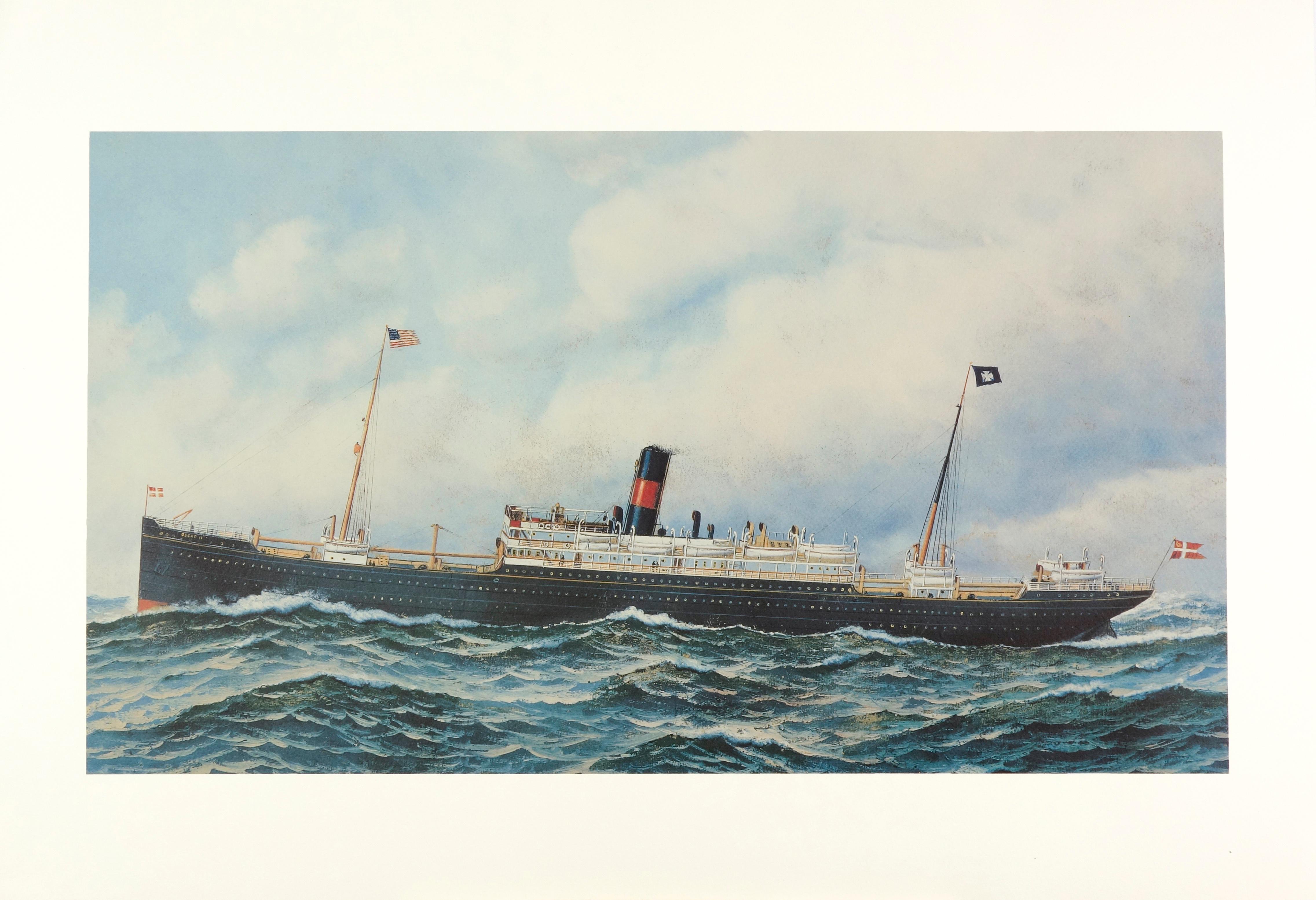 Antonio Jacobsen Print - The Steamship Oscar 